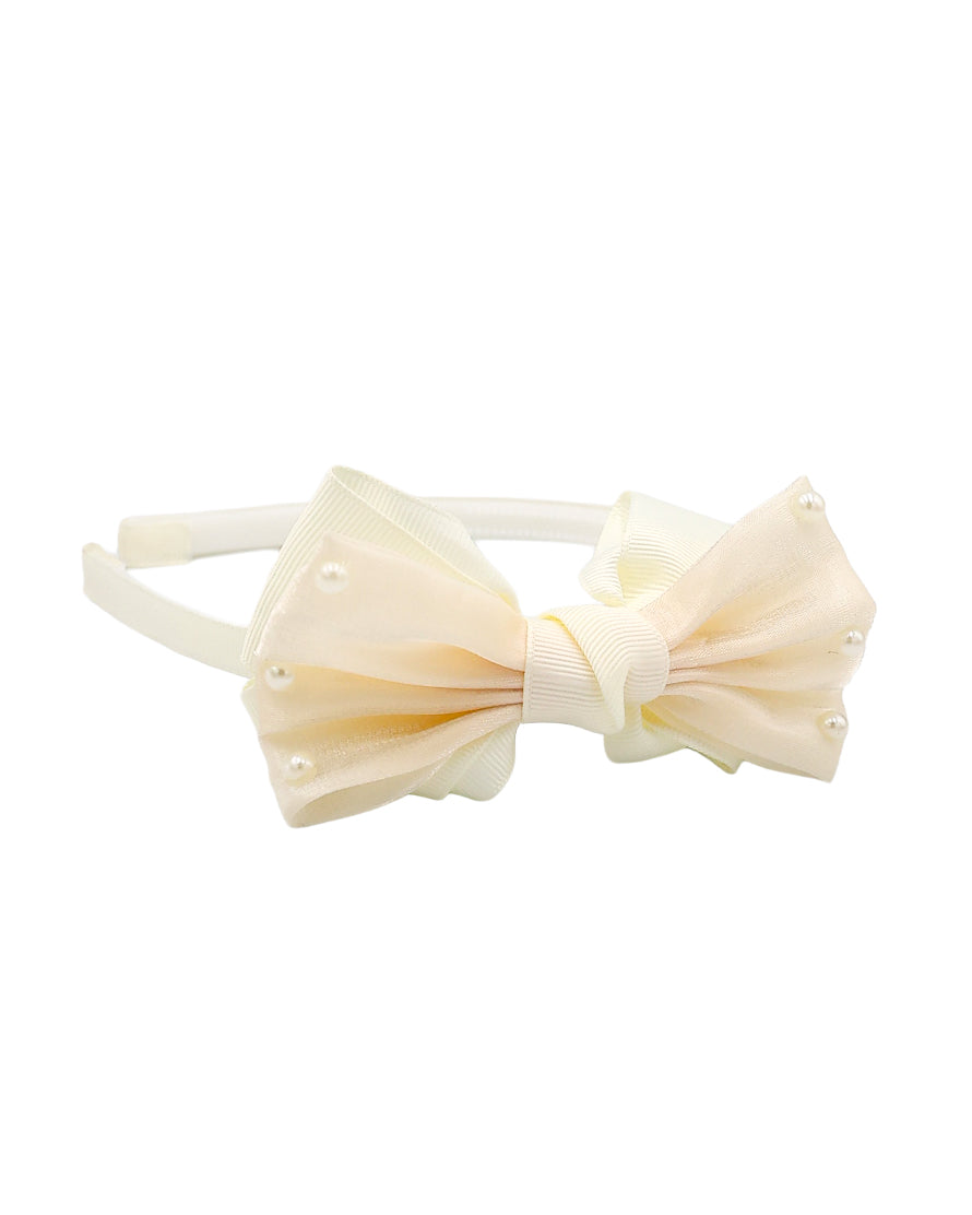 Cream Pearl Edge Bow Alice Band