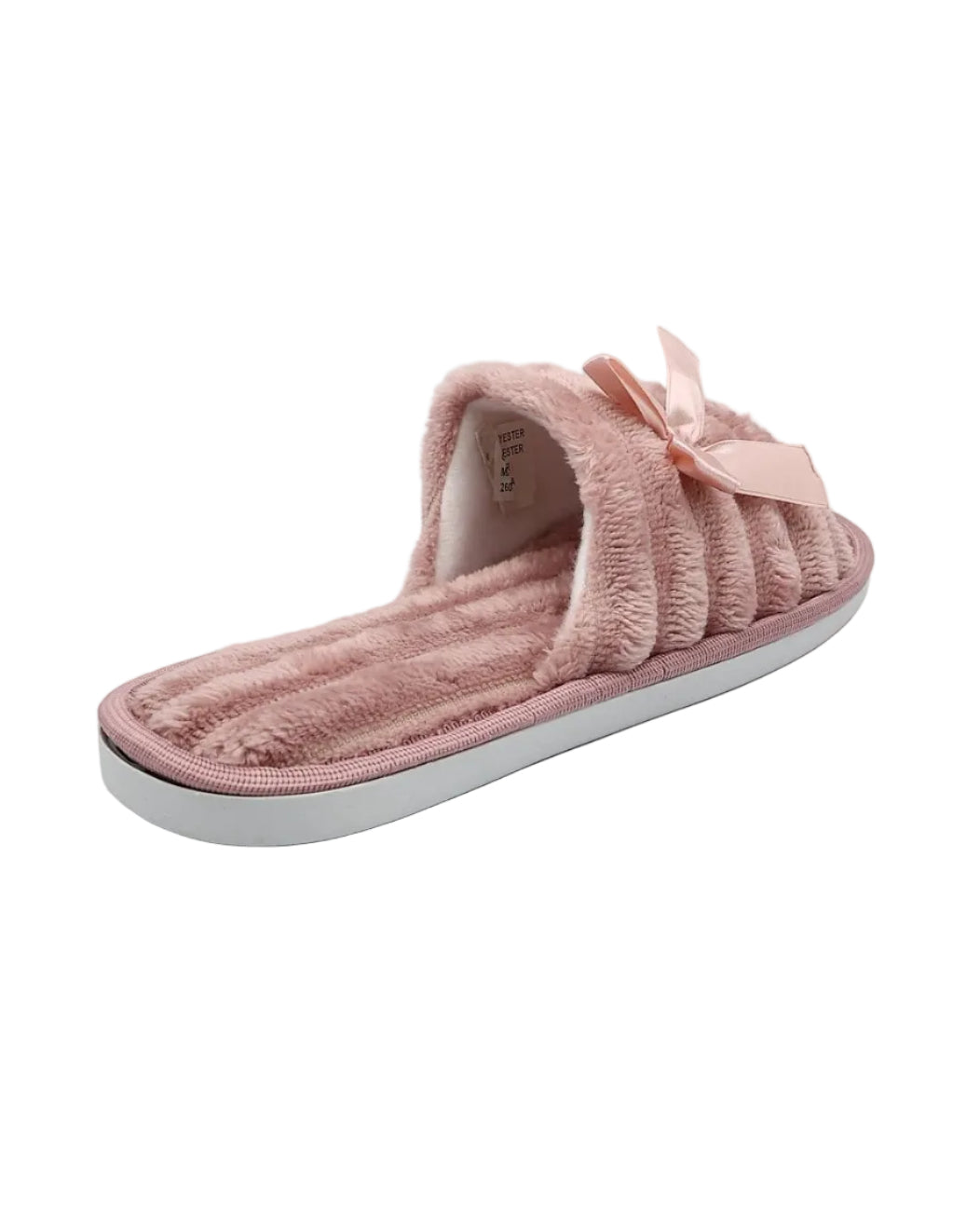 Mink Satin Bow Plush Band Slippers