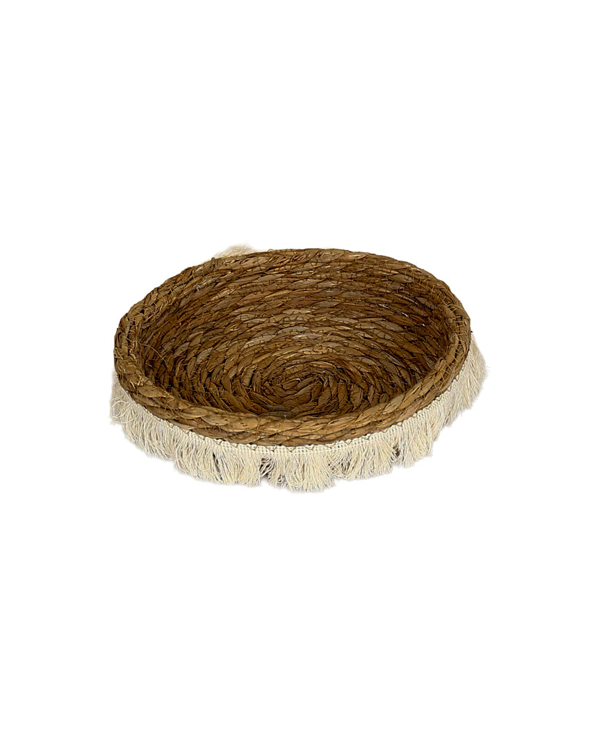 Medium Woven Bulrush Fringe Tassel Open Hold All