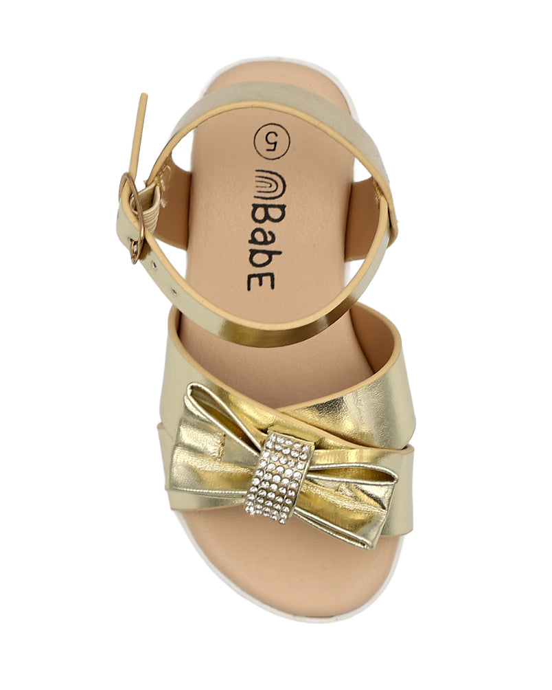 Girls Embellished Bow Detail Cleated Glitter Sandal