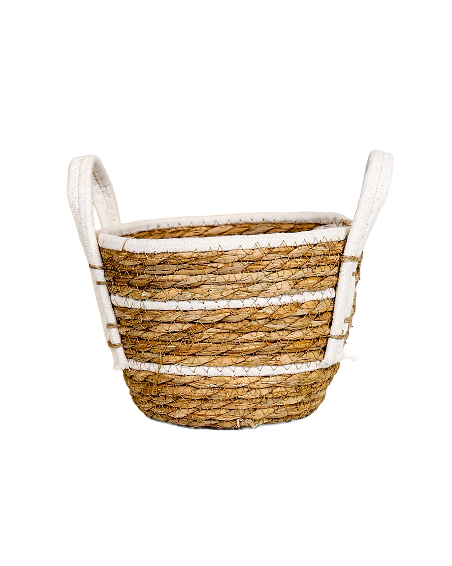 Small White Cotton Inset Tubby Bulrush Basket