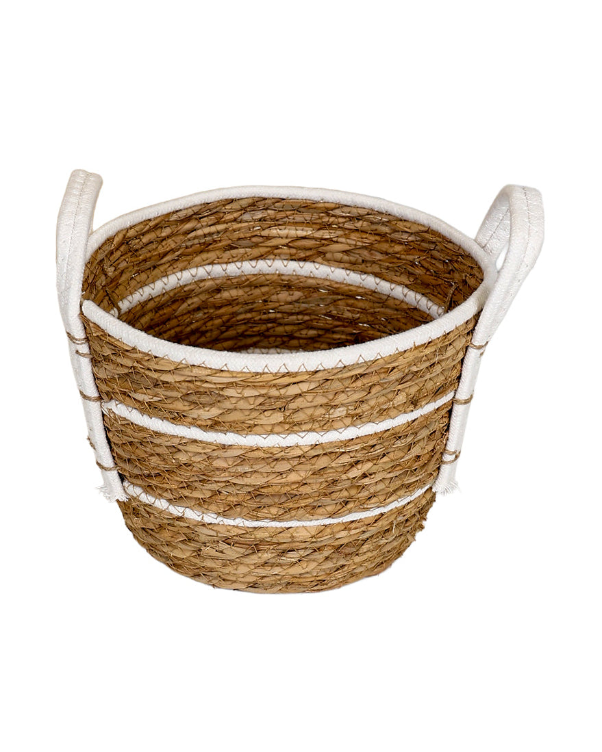 Large White Cotton Inset Tubby Bulrush Basket