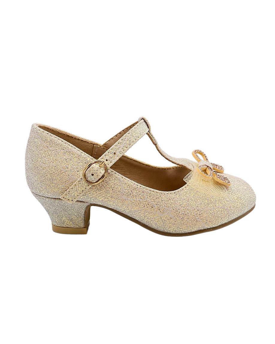 Girls Embellished Bow Detail T-Bar Court
