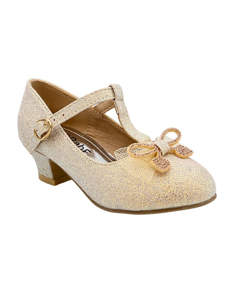 Girls Embellished Bow Detail T-Bar Court