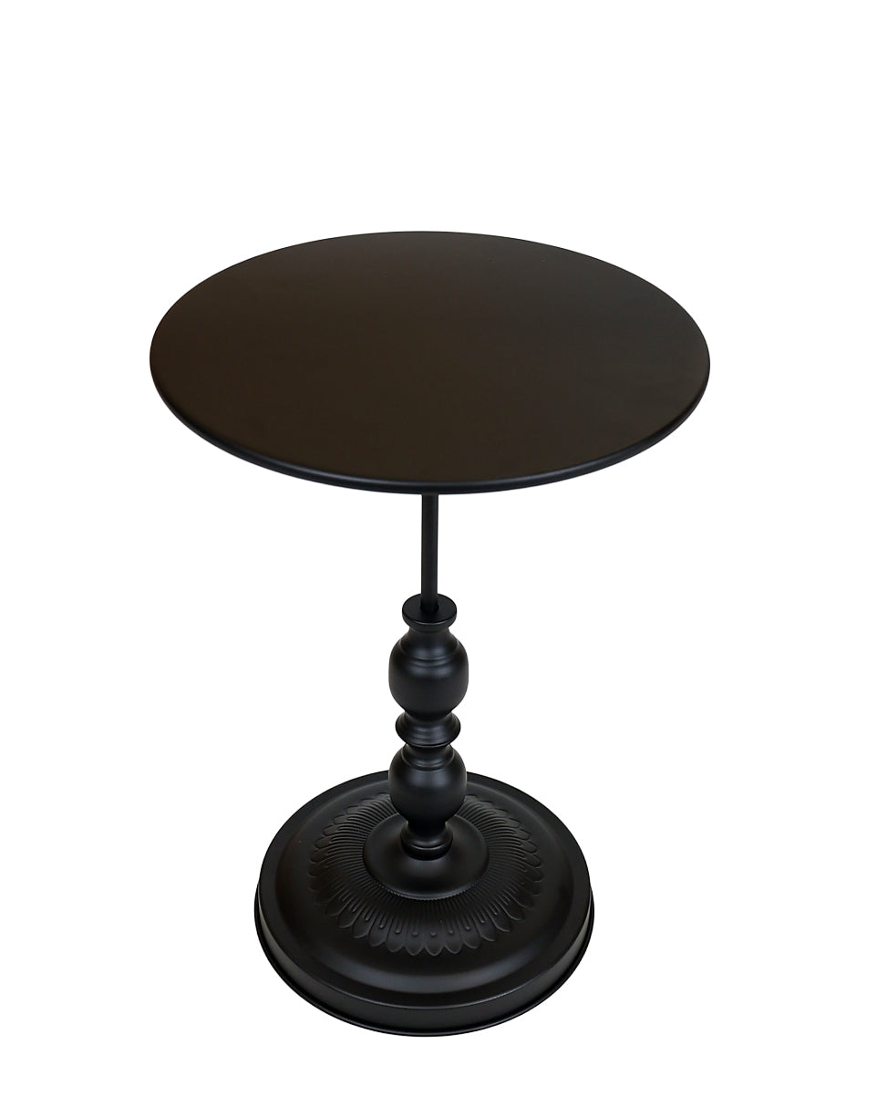 Black Resin Ornate Round End Table