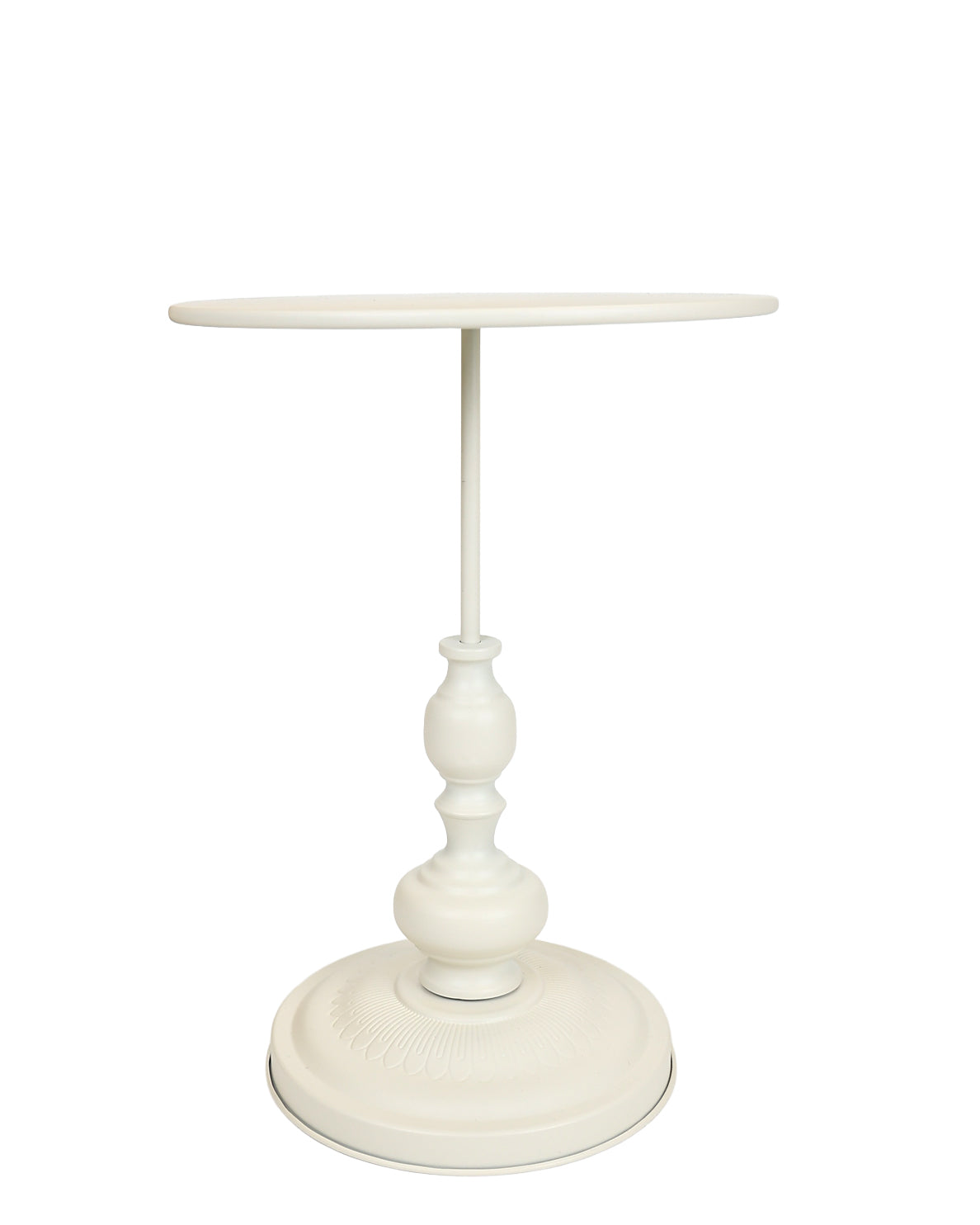 White Resin Ornate End Table