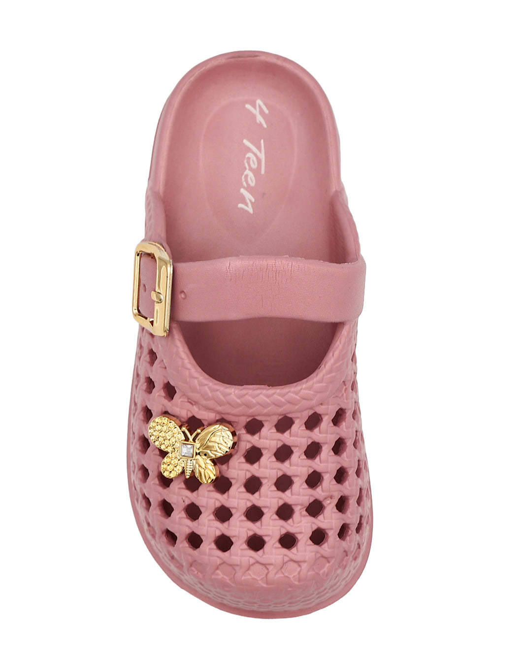 Girls Pink Embellished Weave Detail Mule