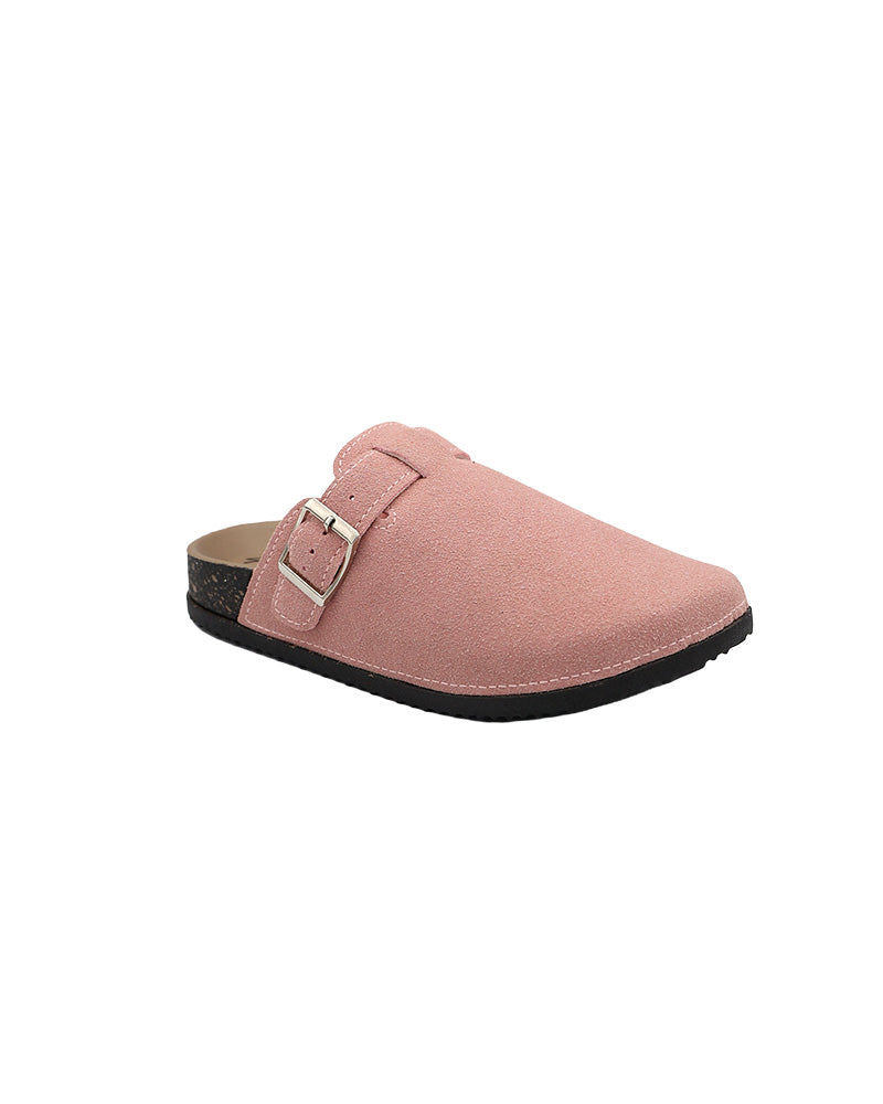Girls Pink Closed Toe Buckle Detail Mule
