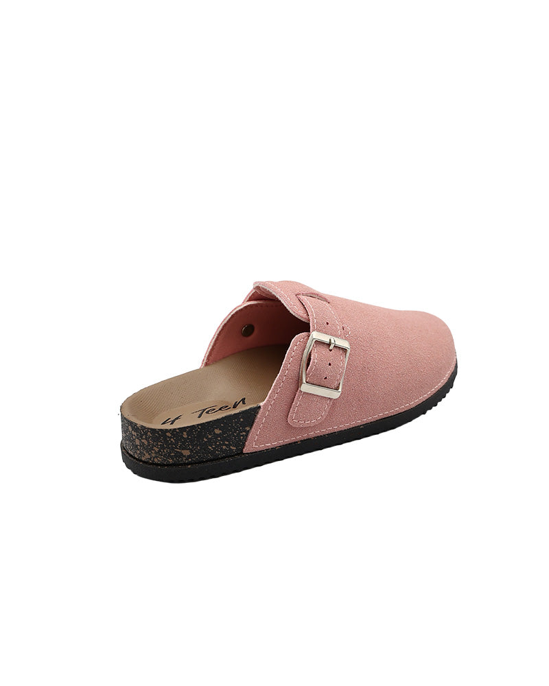 Girls Pink Closed Toe Buckle Detail Mule