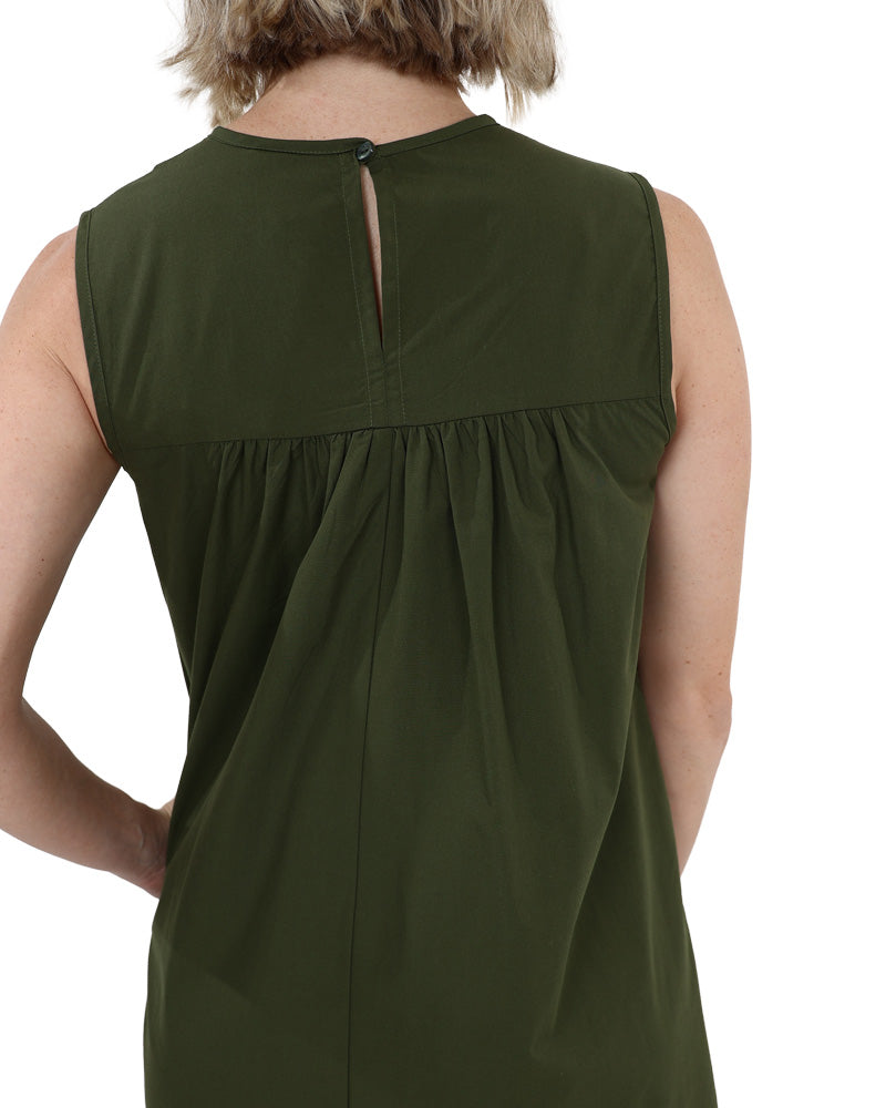 Sleeveless Olive Asymmetrical Detail Dress