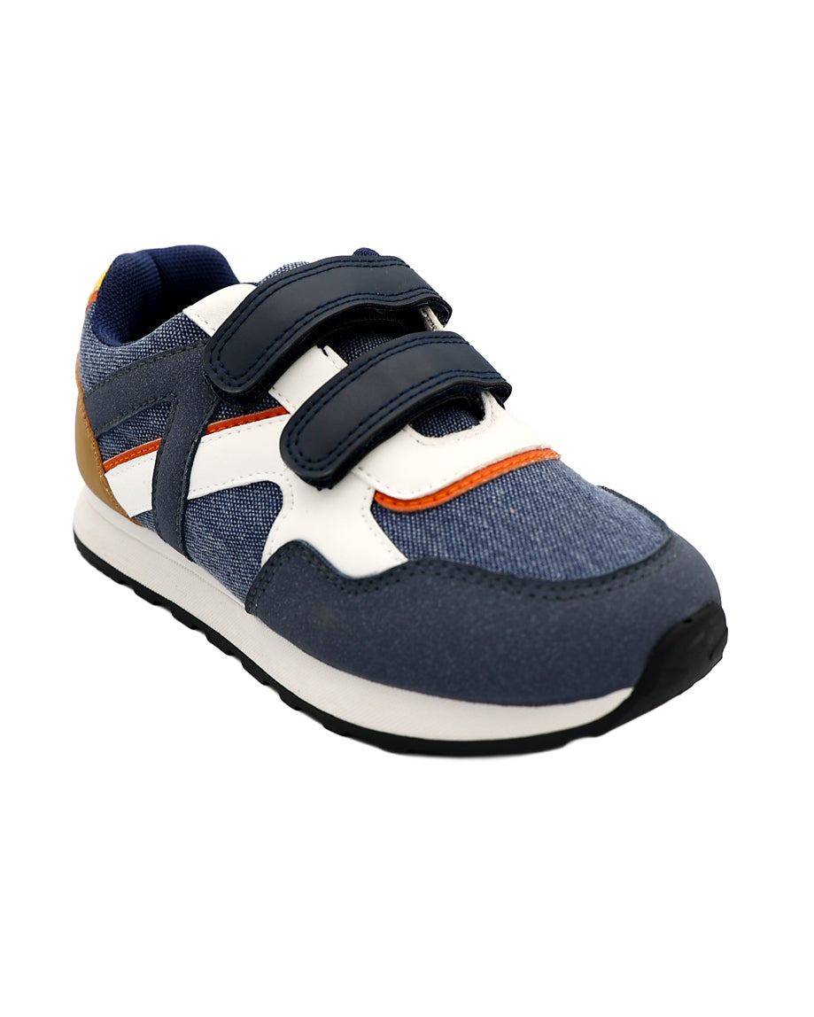 Boys Blue Colour Block Velcro Sneakers