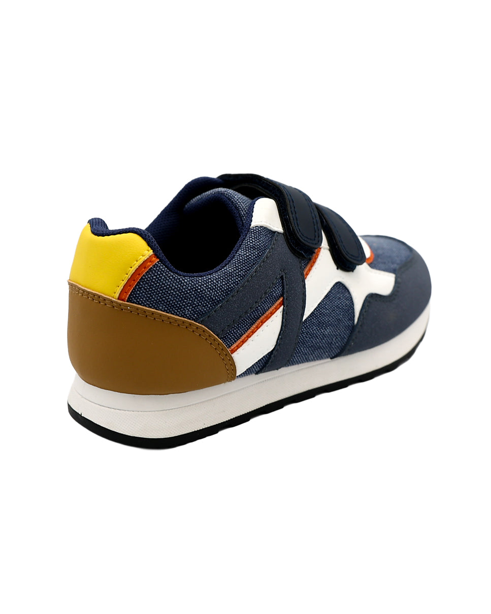 Boys Blue Colour Block Velcro Sneakers