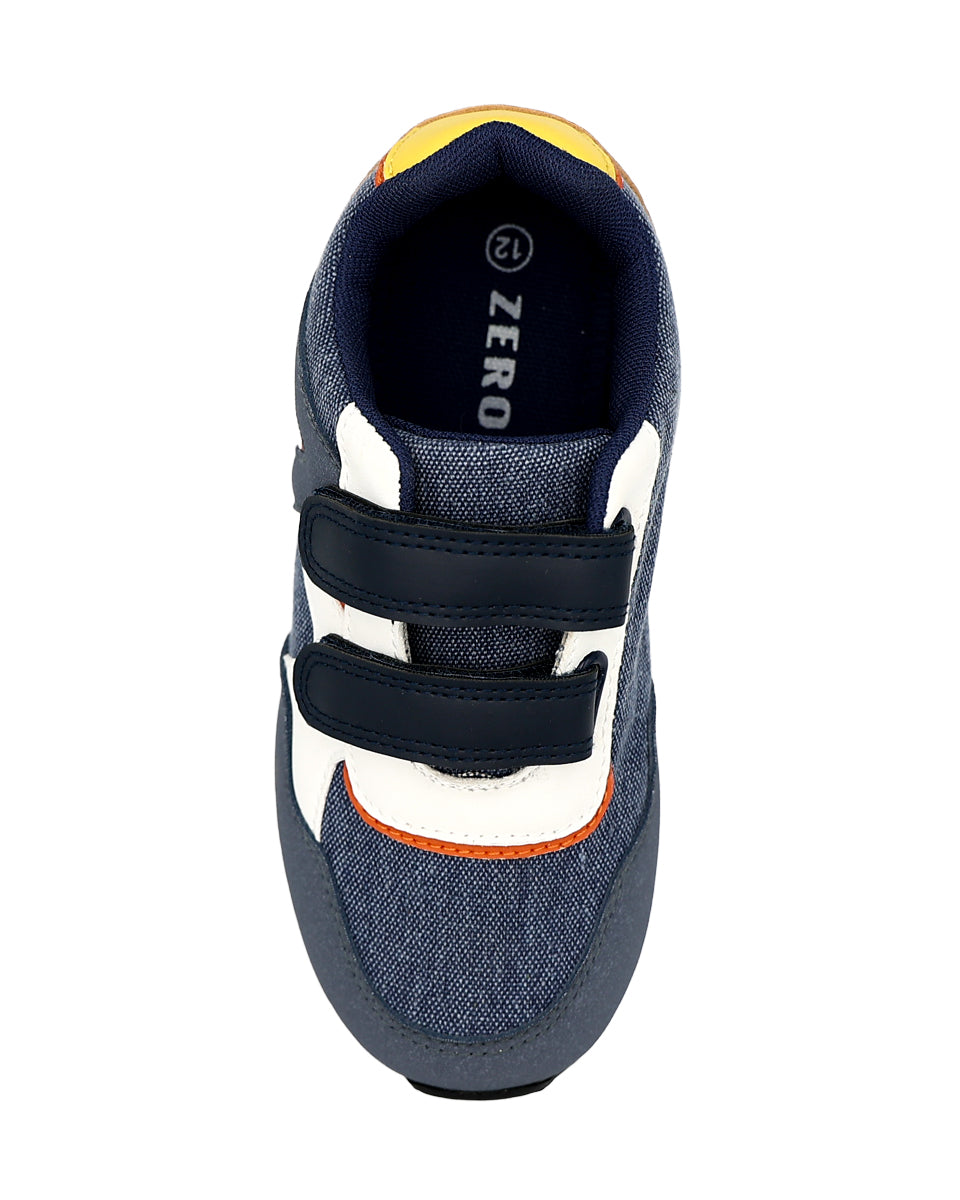Boys Blue Colour Block Velcro Sneakers