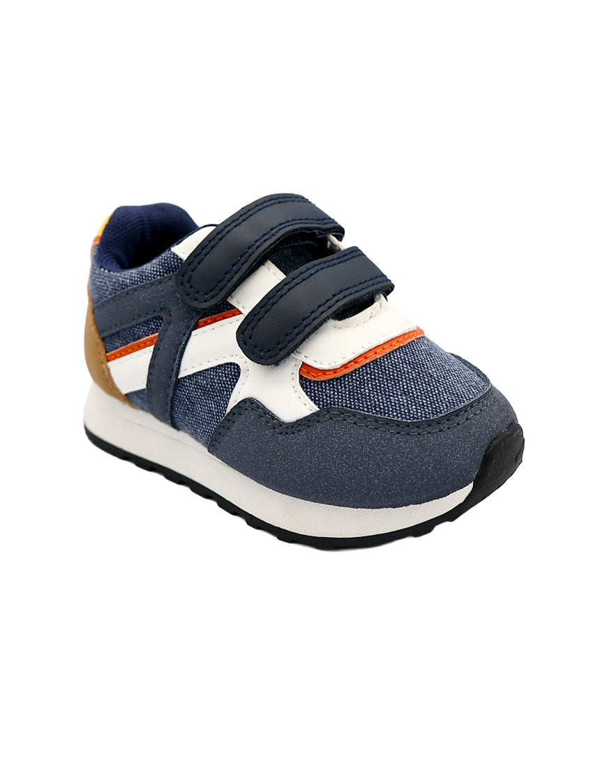 Boys Blue Colour Block Velcro Sneaker