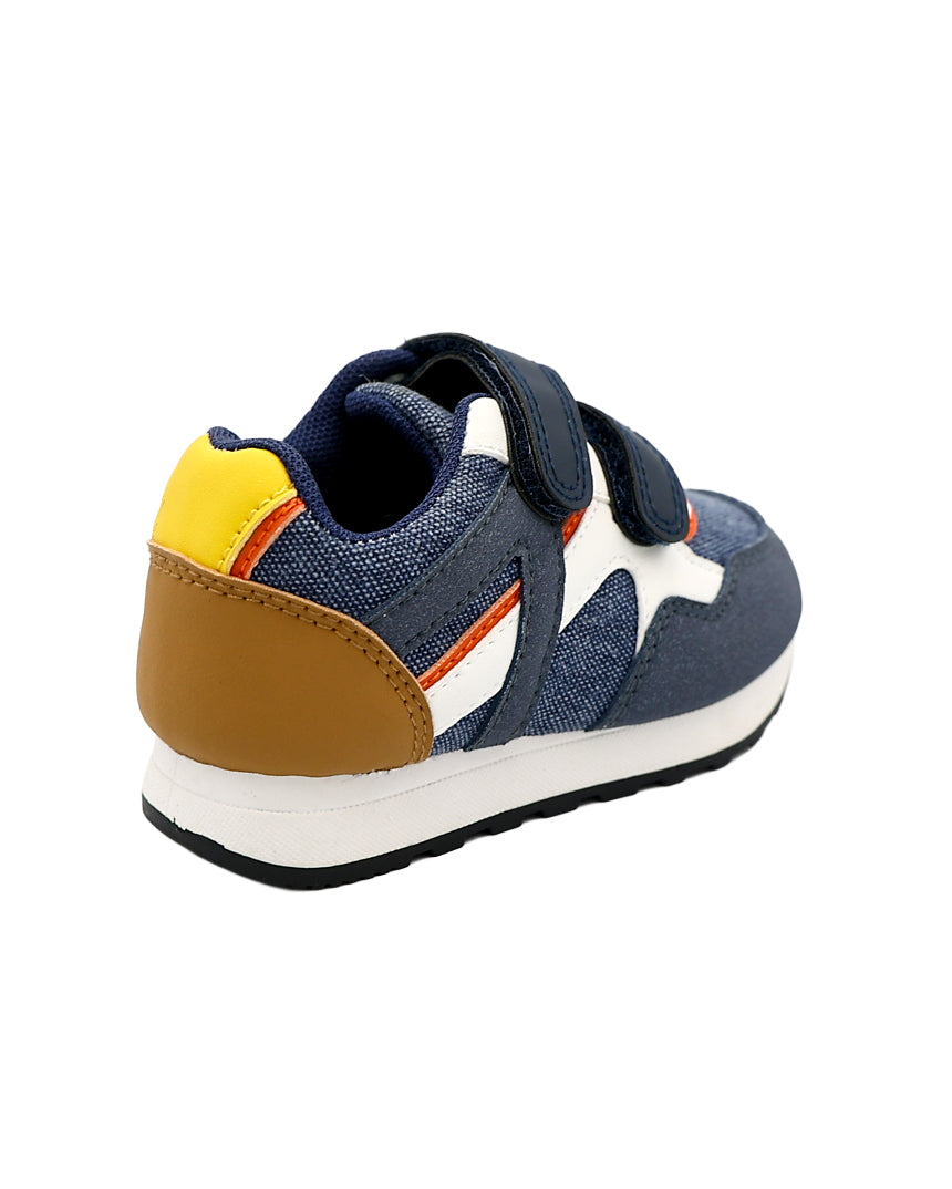 Boys Blue Colour Block Velcro Sneaker