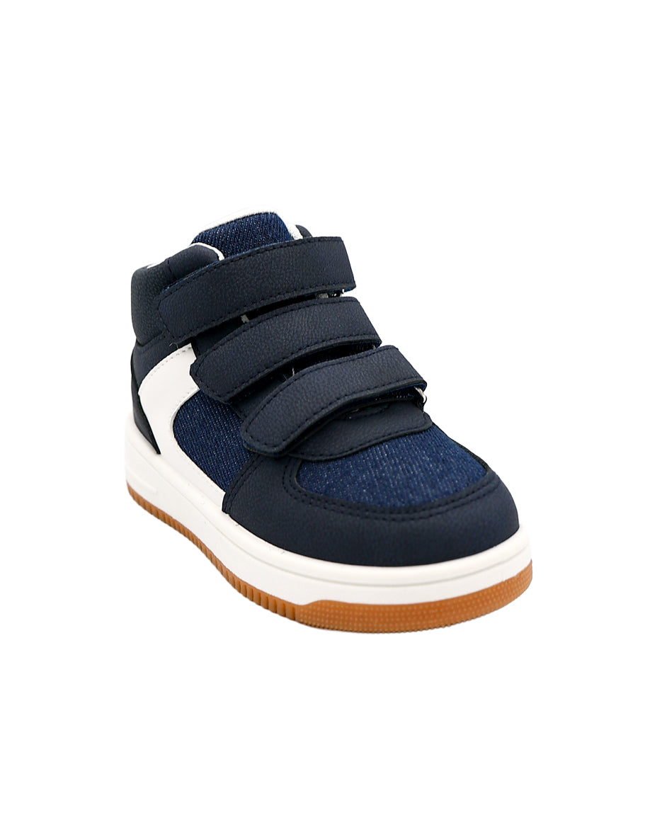 Boys Navy Velcro Fastening High Top Sneaker