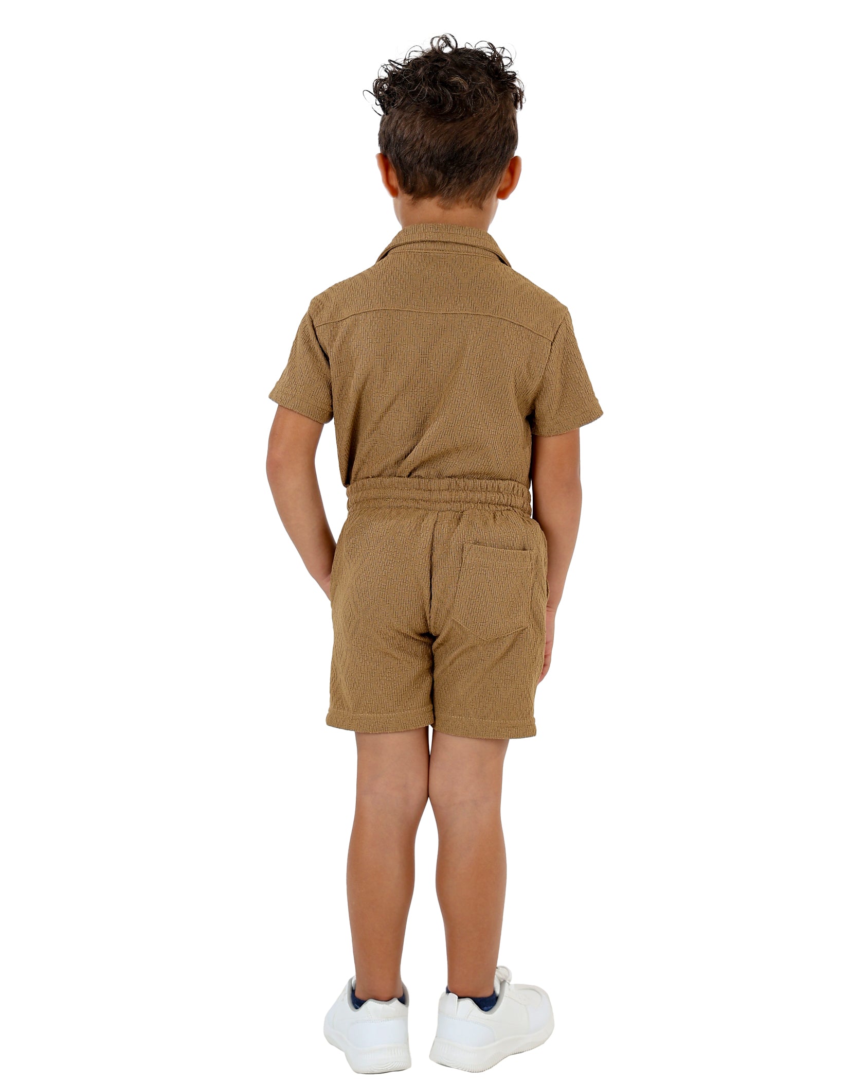 Beige Co-Ord Set Diamond Jacquard Shorts