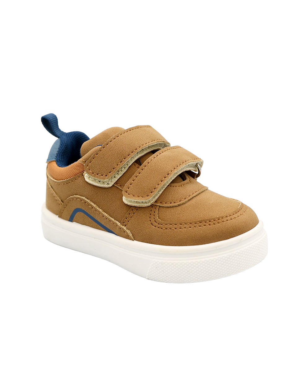 Boys Tan Double Velcro Sneakers