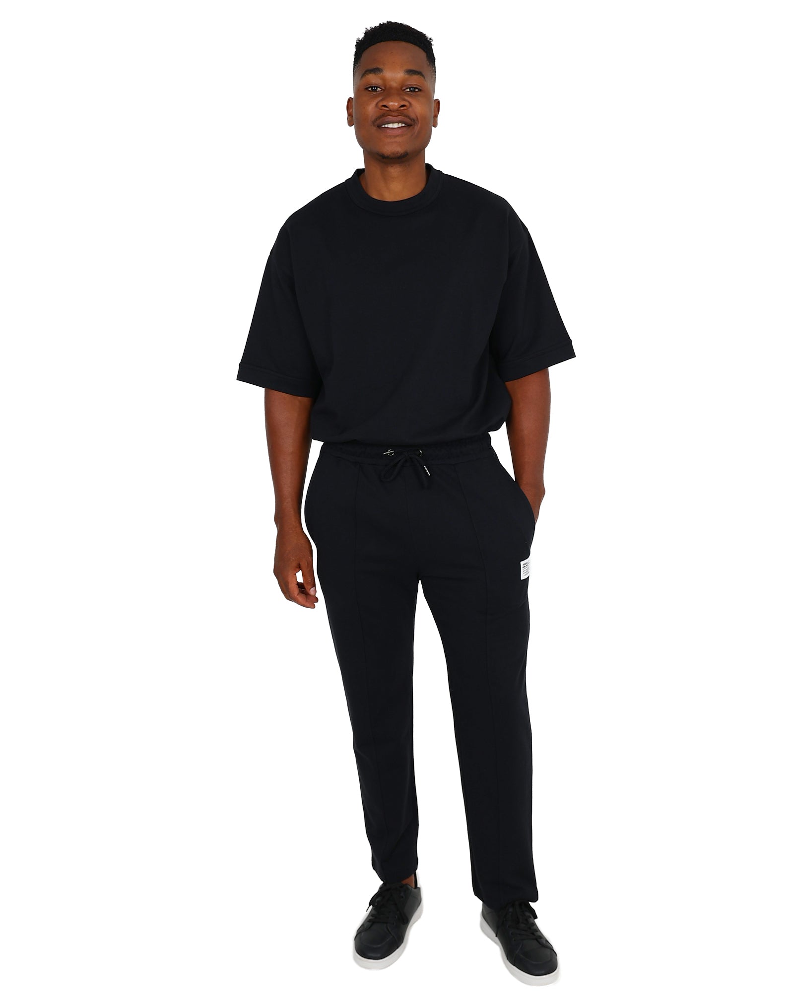 Black Open Hem Pintuck Pants