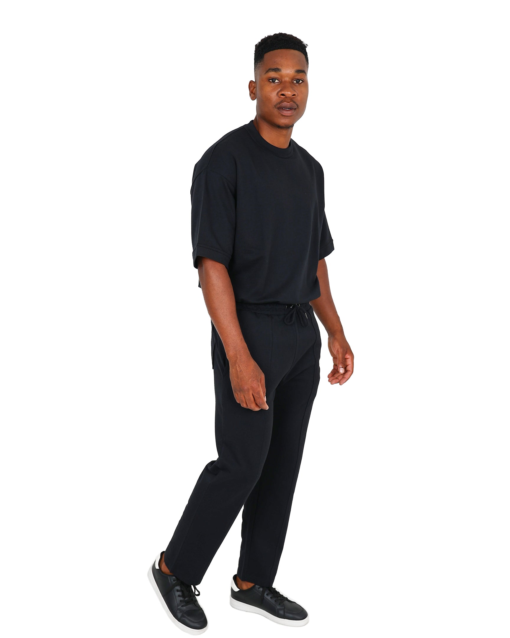 Black Open Hem Pintuck Pants