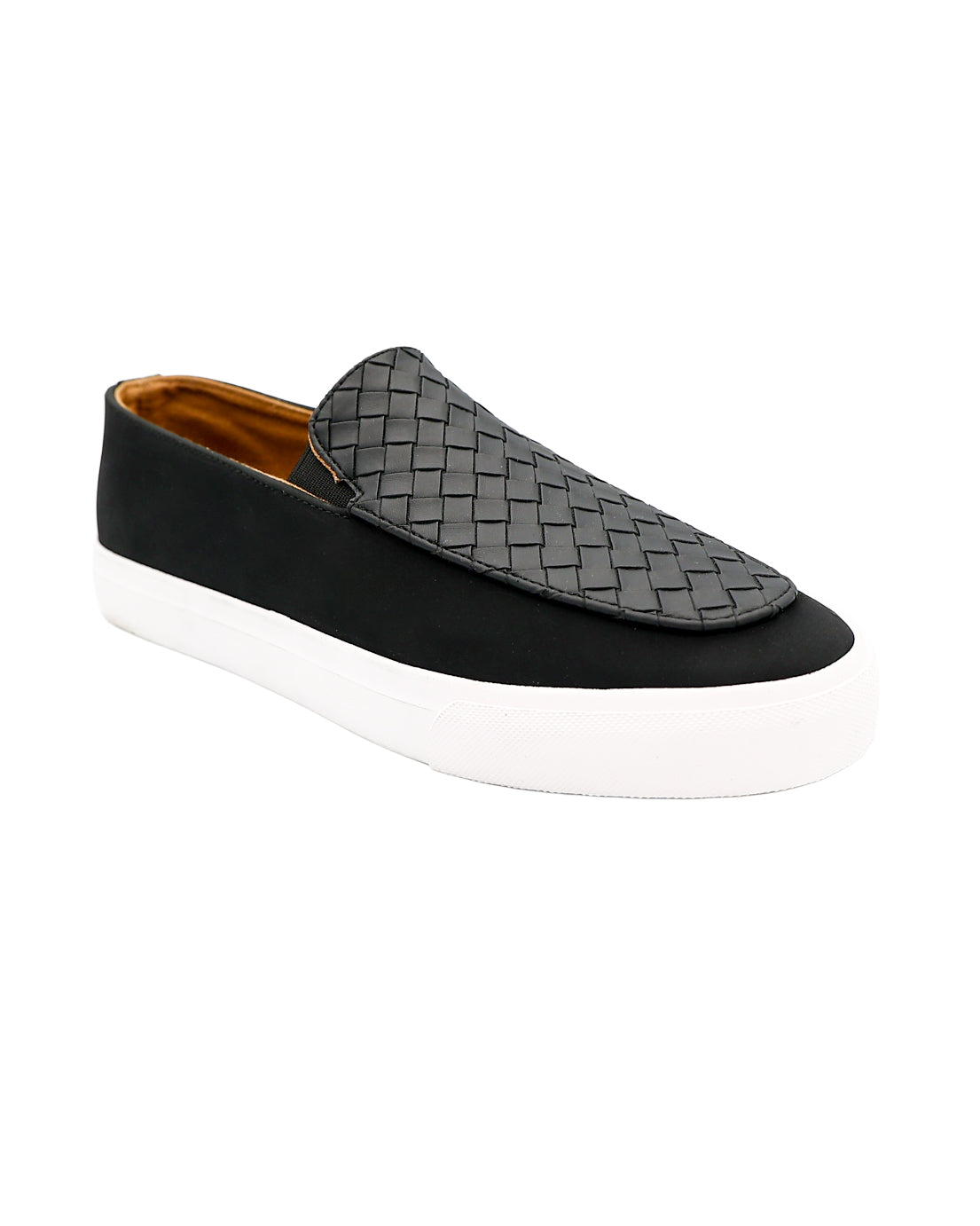 Black Weave Slip-On Casual Loafers