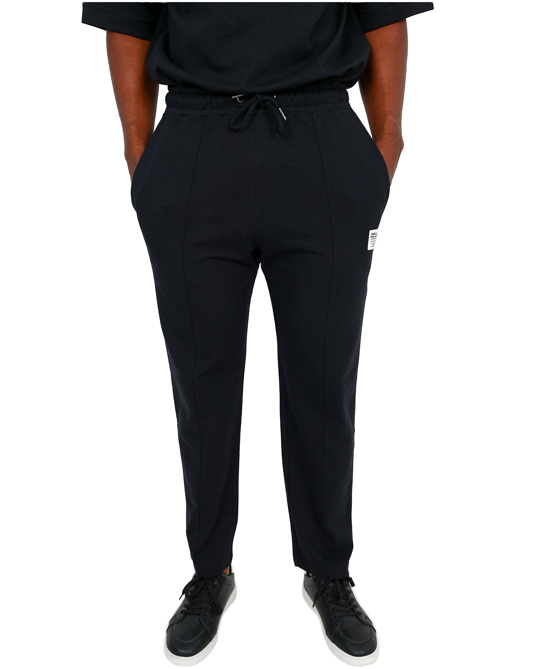 Black Open Hem Pintuck Pants