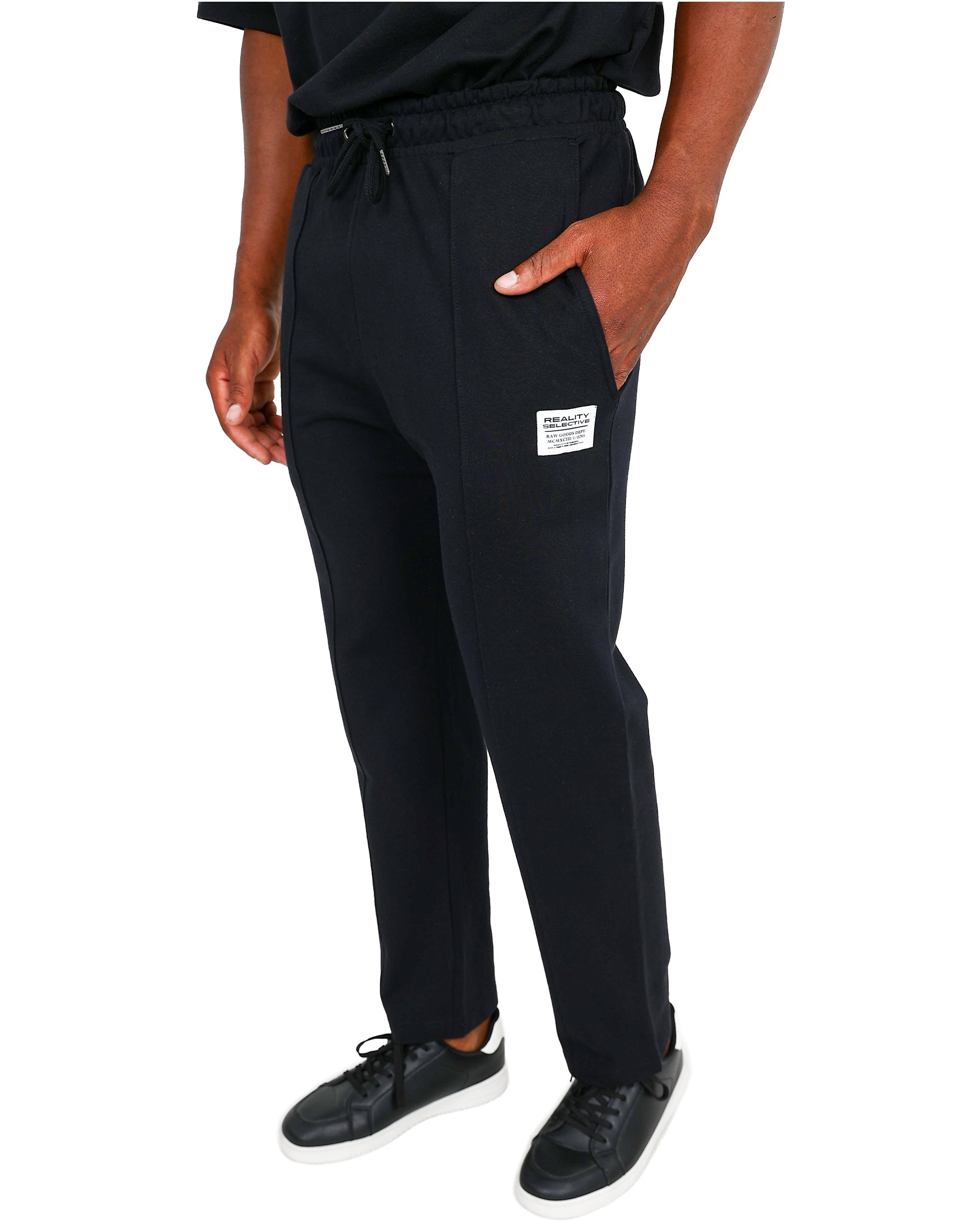 Black Open Hem Pintuck Pants