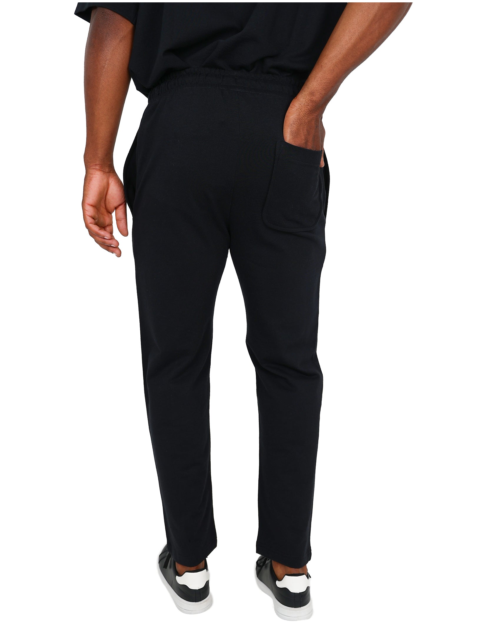 Black Open Hem Pintuck Pants
