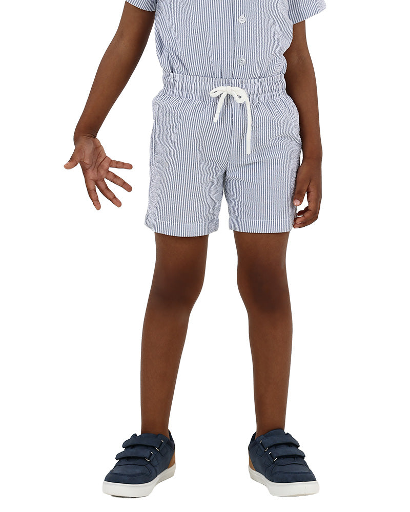Blue & White Striped Elasticated Shorts