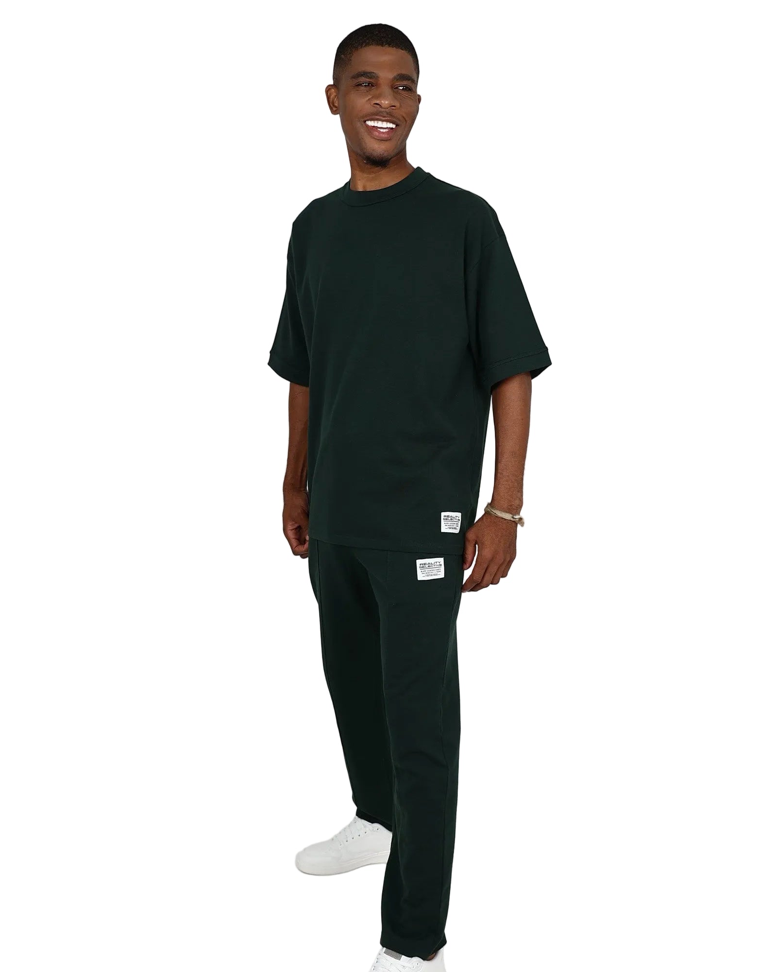 Bottle Green Open Hem Pin Tuck Track Pants