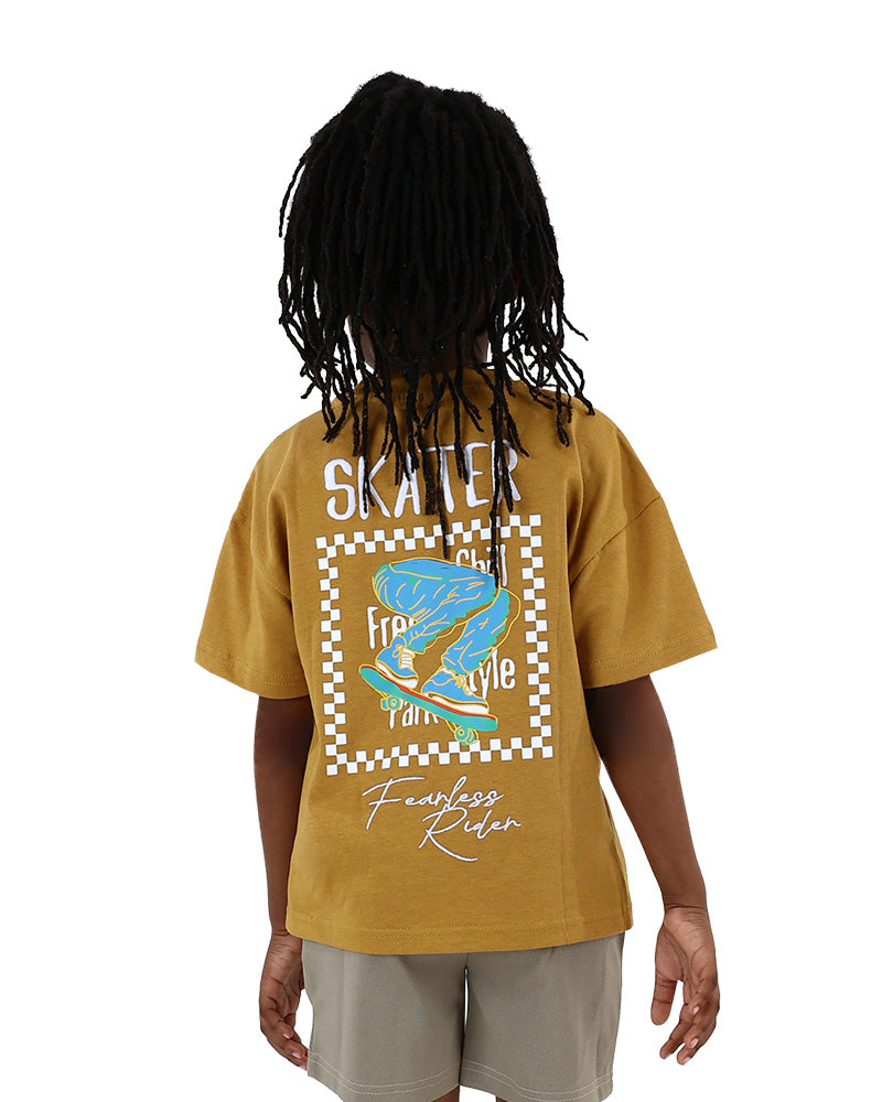 Short Sleeve Skateboarding Graphic Print T-Shirt