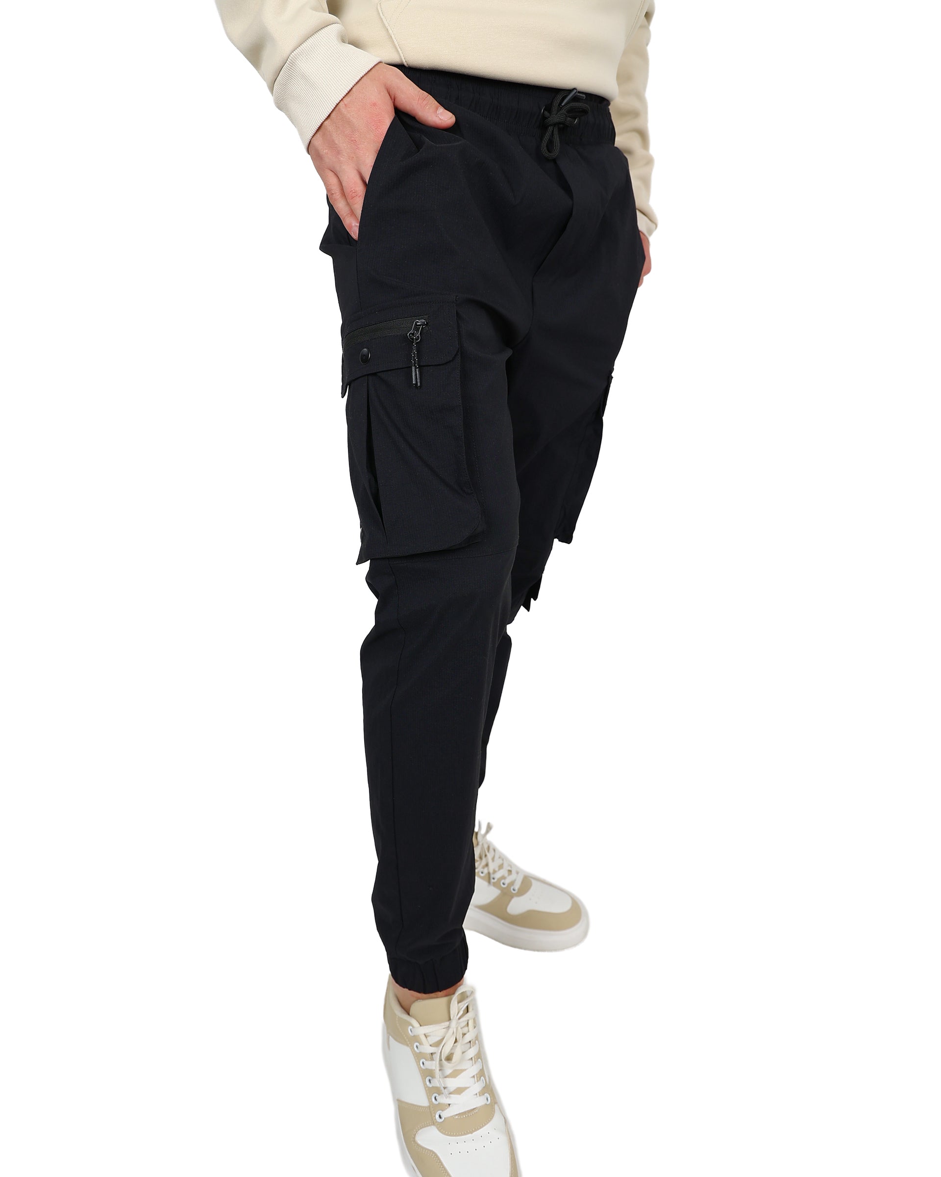Black Ripstop Stretch Cargo Jogger
