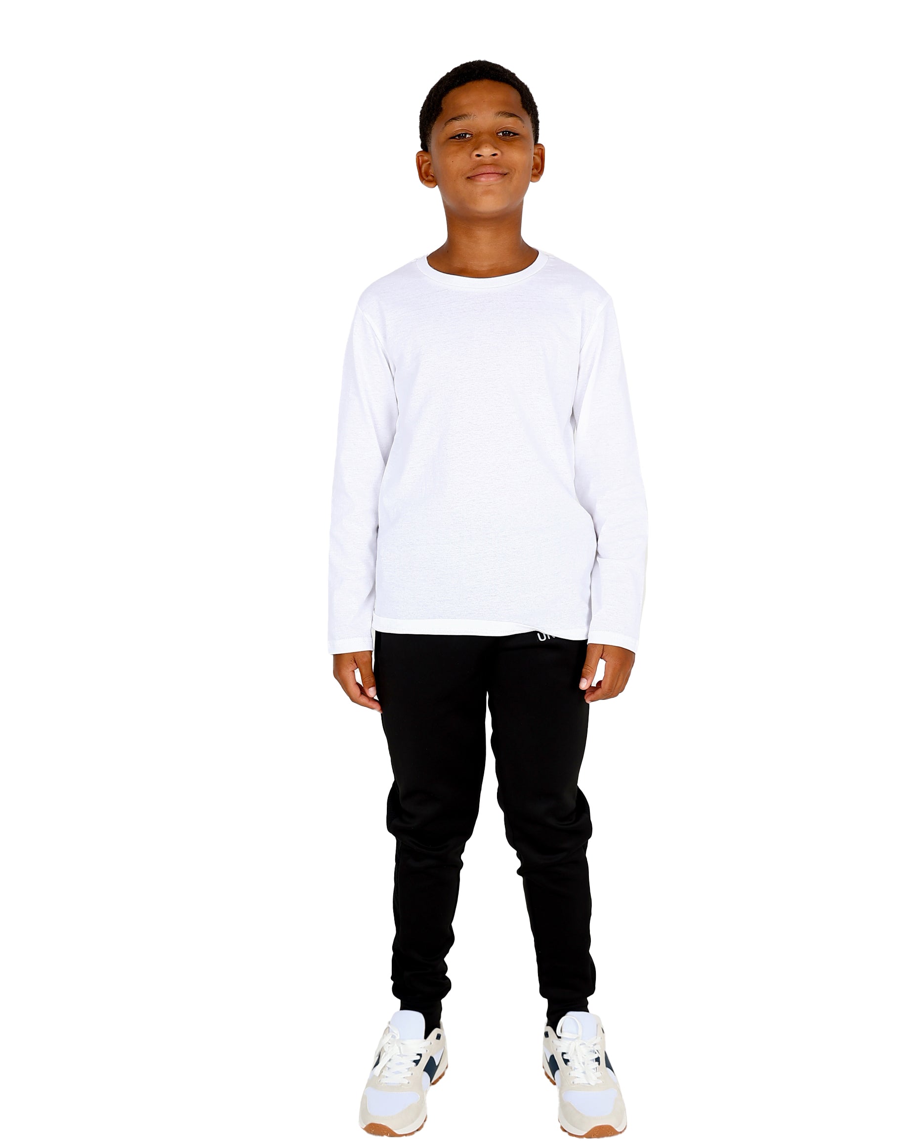 White Long Sleeve Cotton Crew Neck T-Shirt