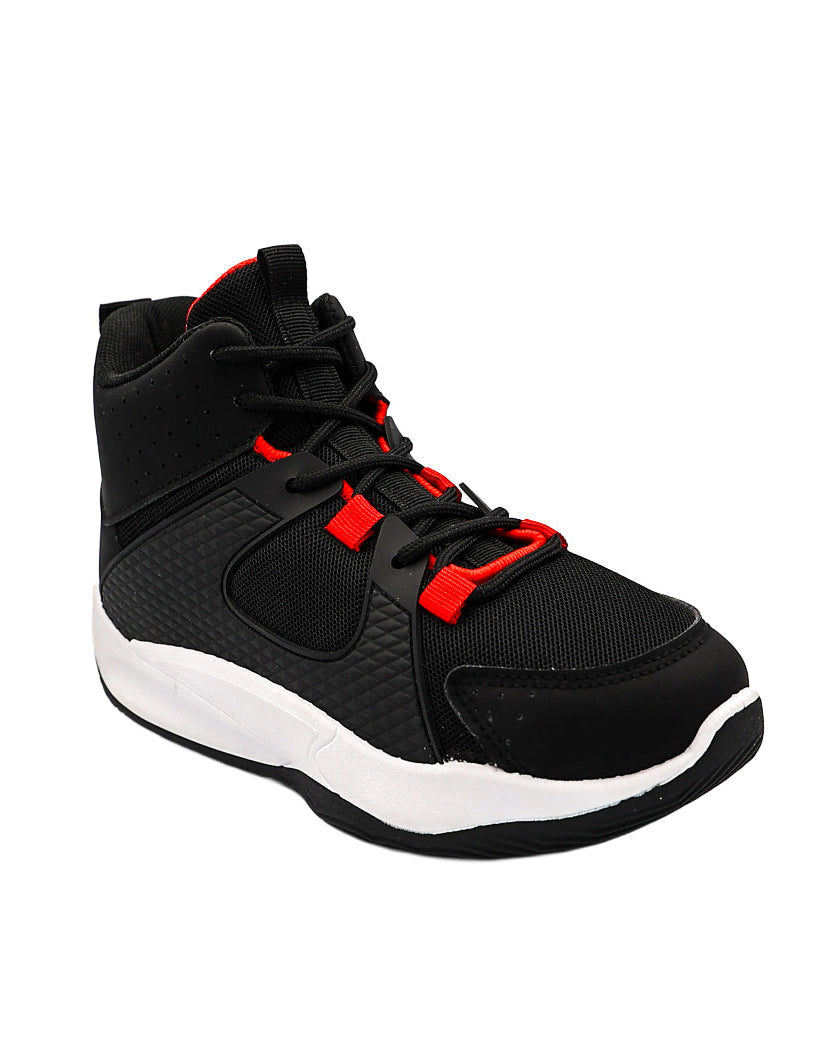 Boys Black & Red Hi-Top Sneaker