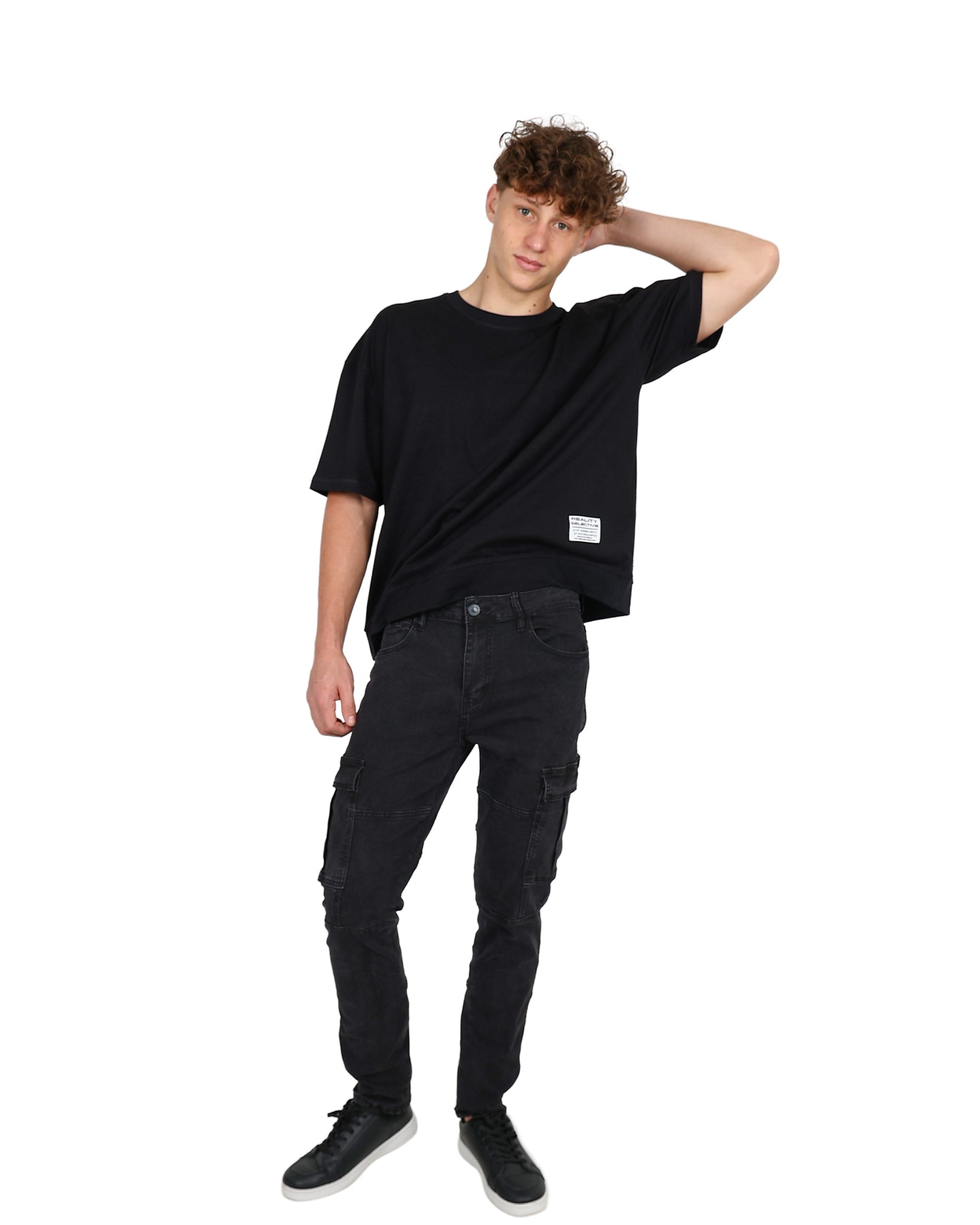 Black Stretch Slim Fit Cargo Jeans