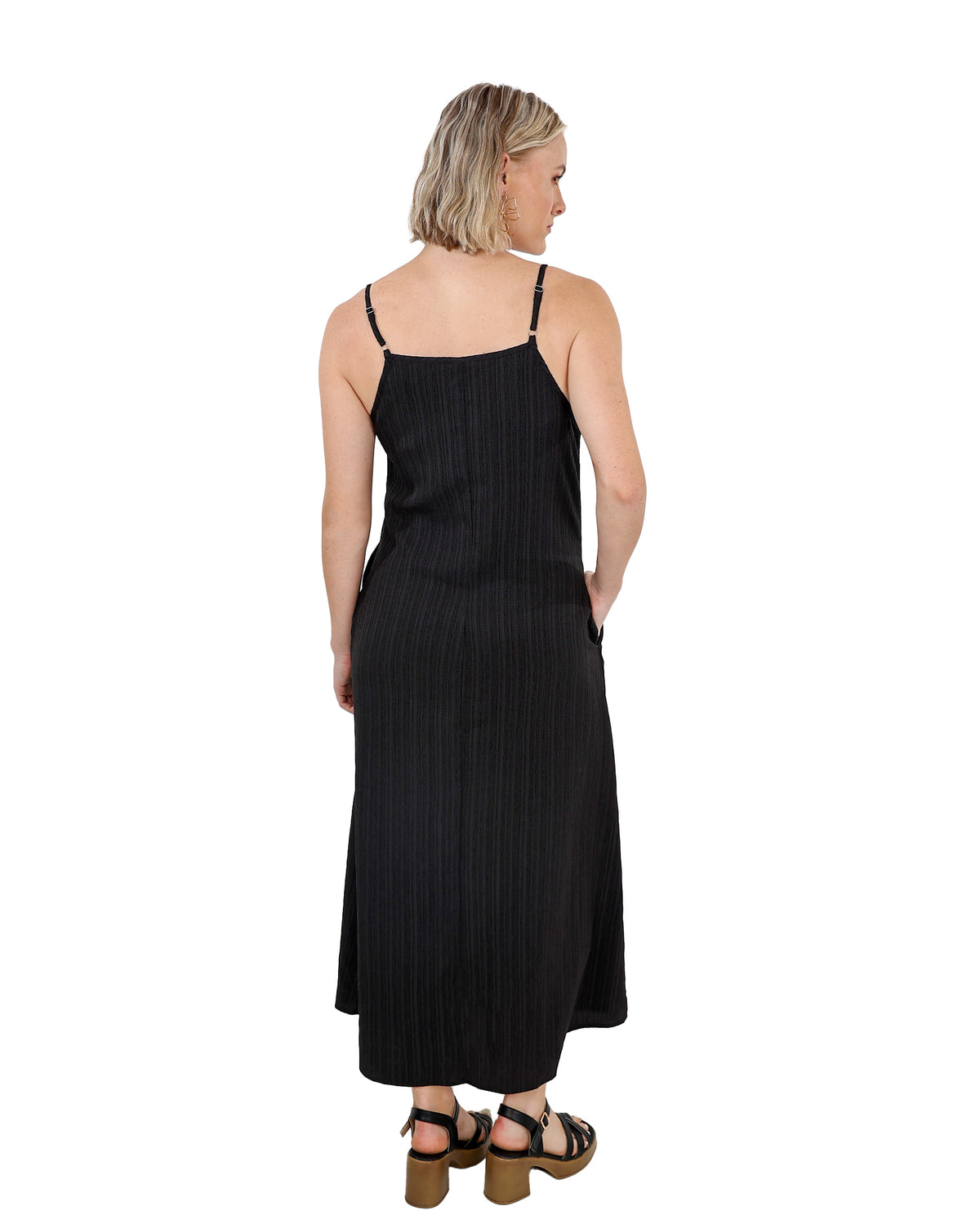 Black Square Neck Strappy Maxi Dress