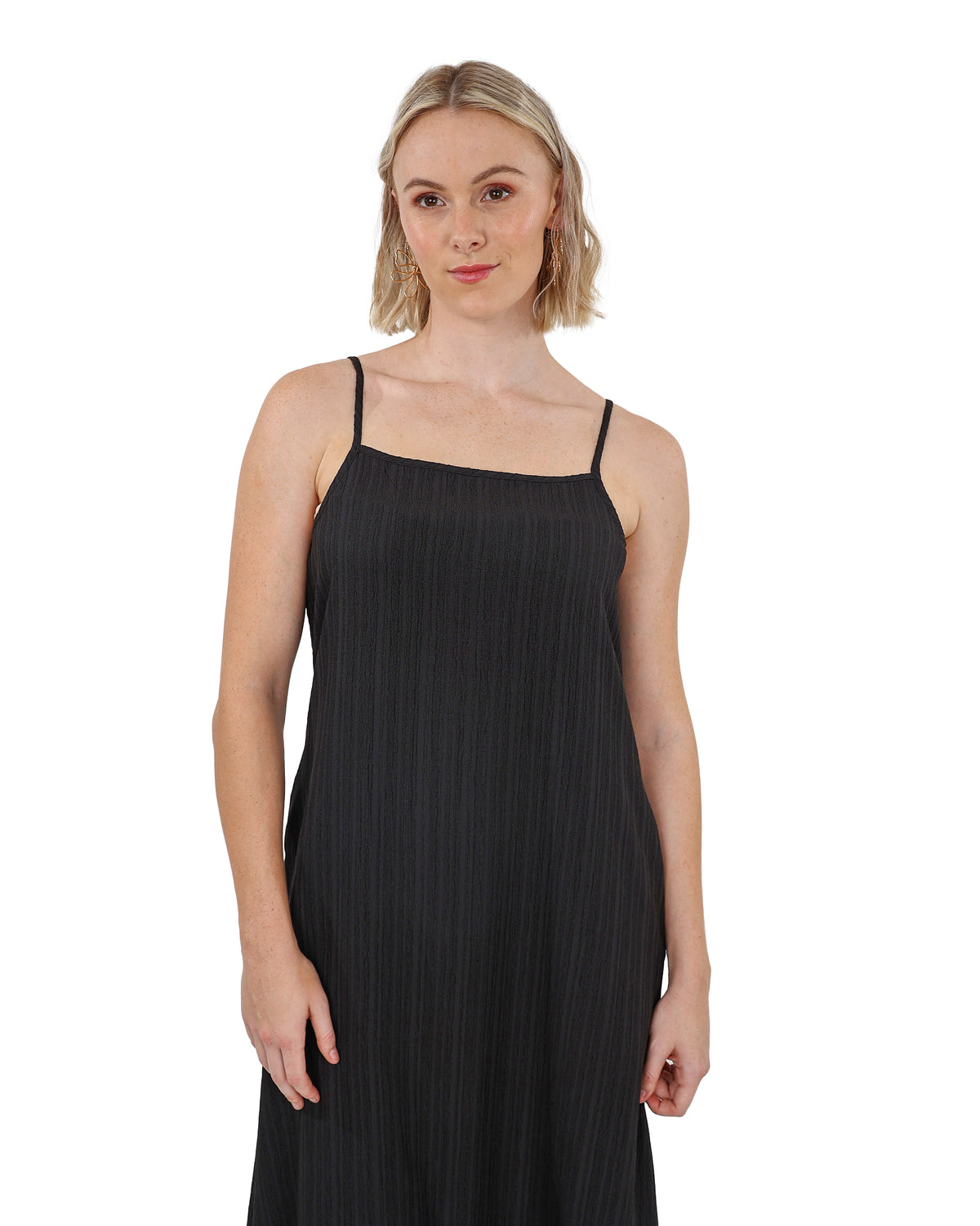 Black Square Neck Strappy Maxi Dress