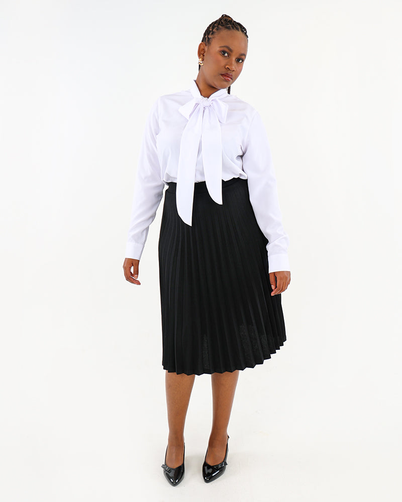 Black Stretch Pleated Skirt