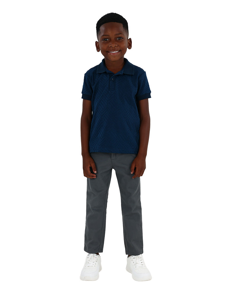 Short Sleeve Blue Jacquard Stripe Cube Golfer