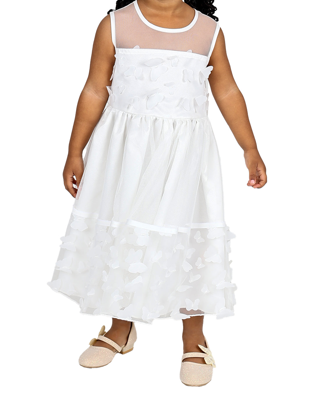 Sleeveless 3D Butterfly Detail Party Dress
