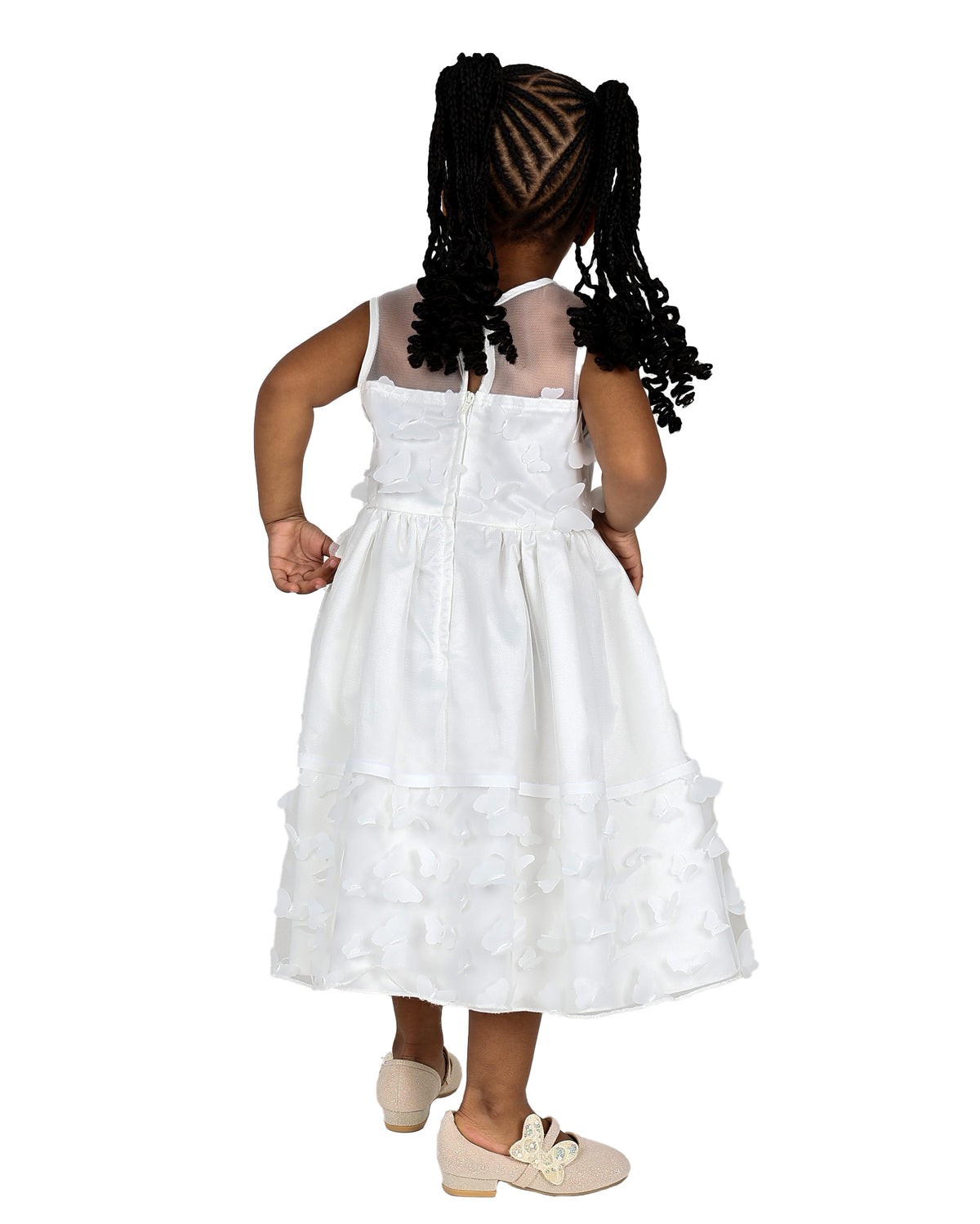 Sleeveless 3D Butterfly Detail Party Dress