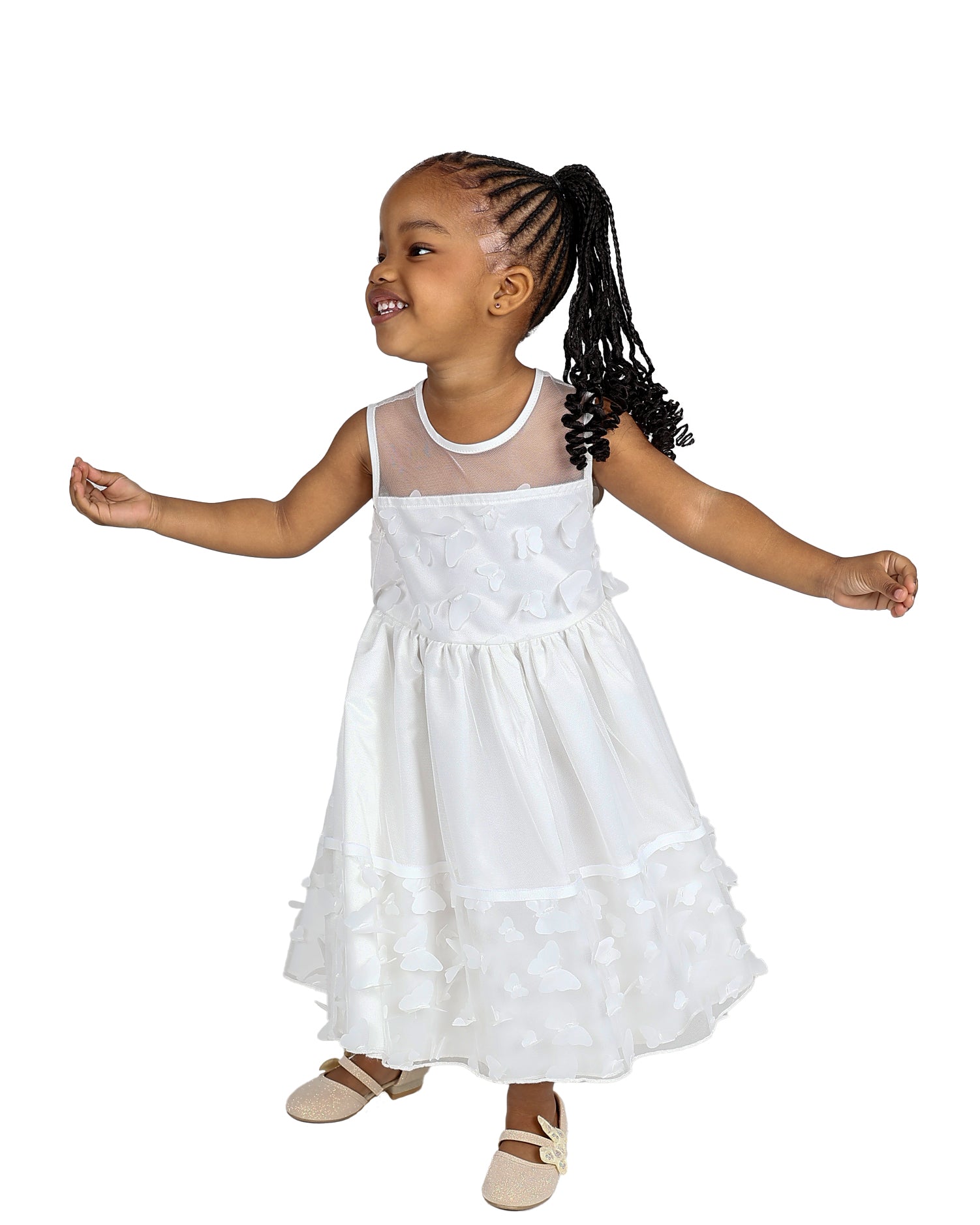 Sleeveless 3D Butterfly Detail Party Dress