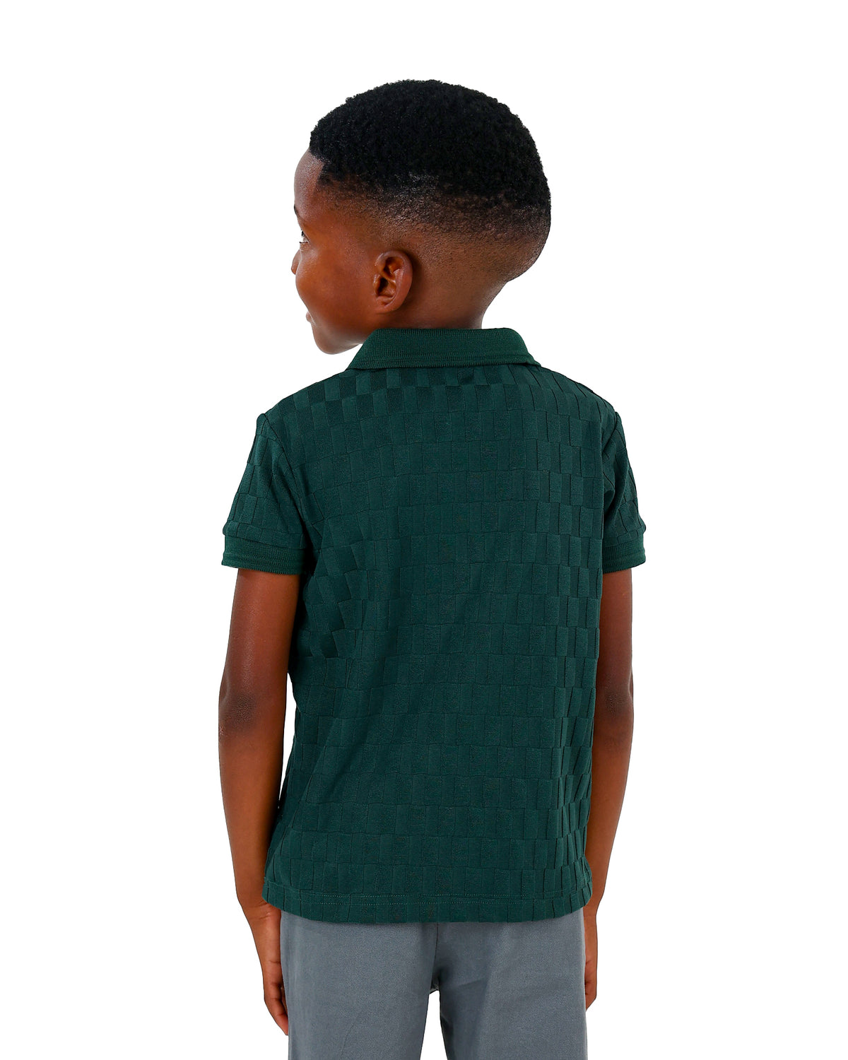 Short Sleeve Rectangle Jacquard Zip-Up Golfer