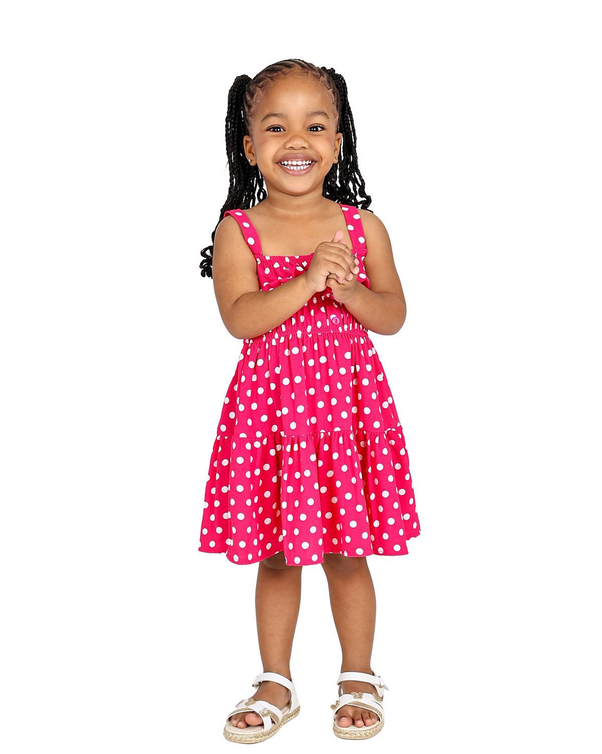 Sleeveless Pink Polka Dot Dress