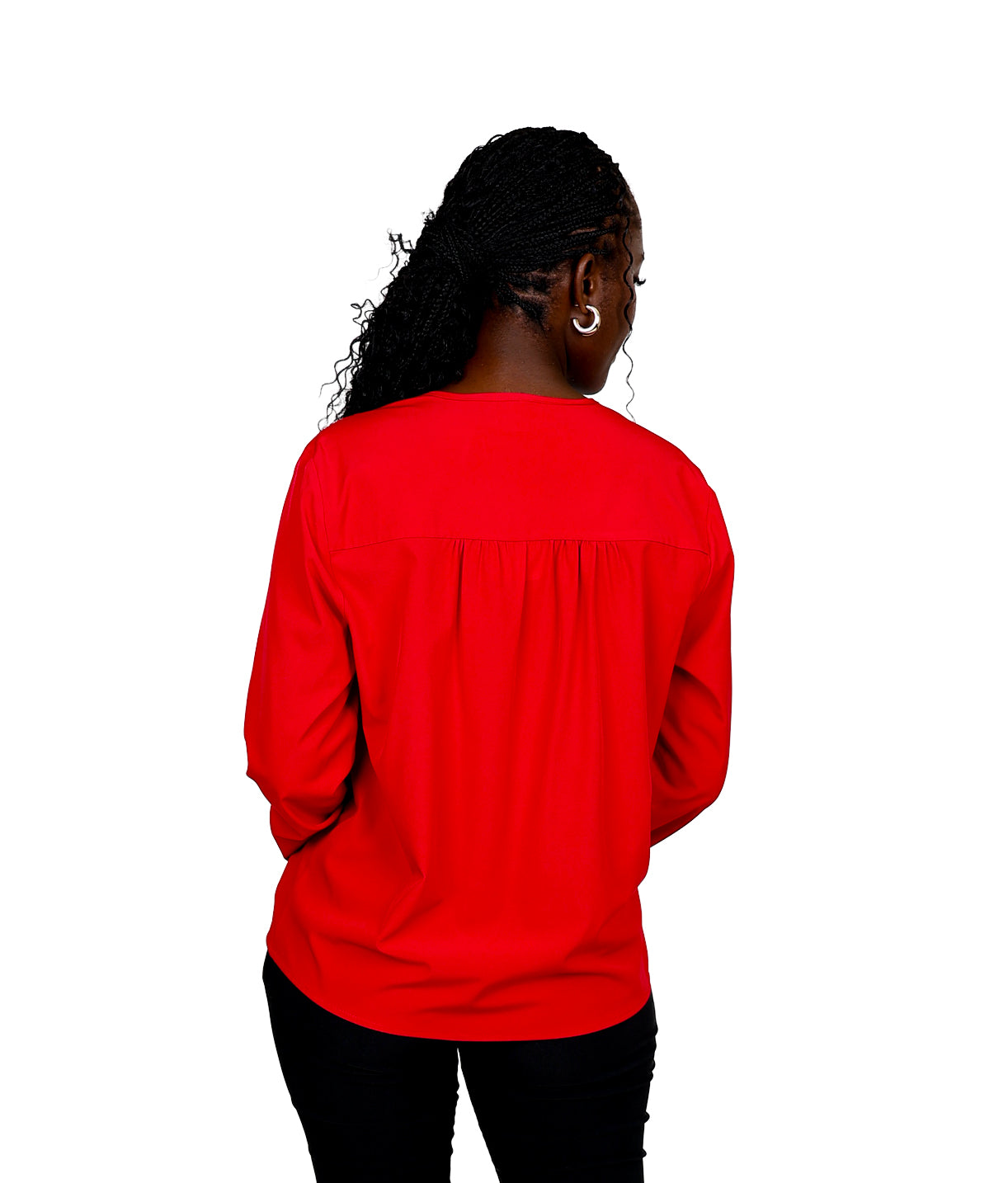 Long Sleeve Front Pleat Blouse