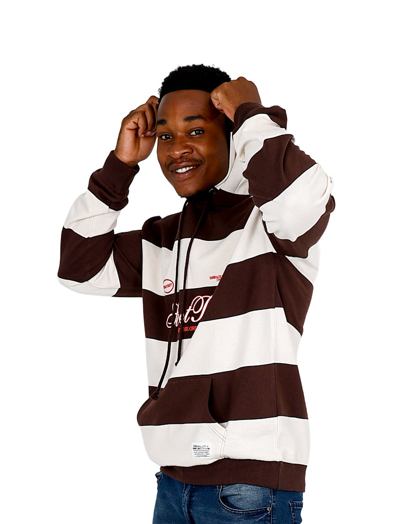 Long Sleeve Brown & Cream Striped Hoodie