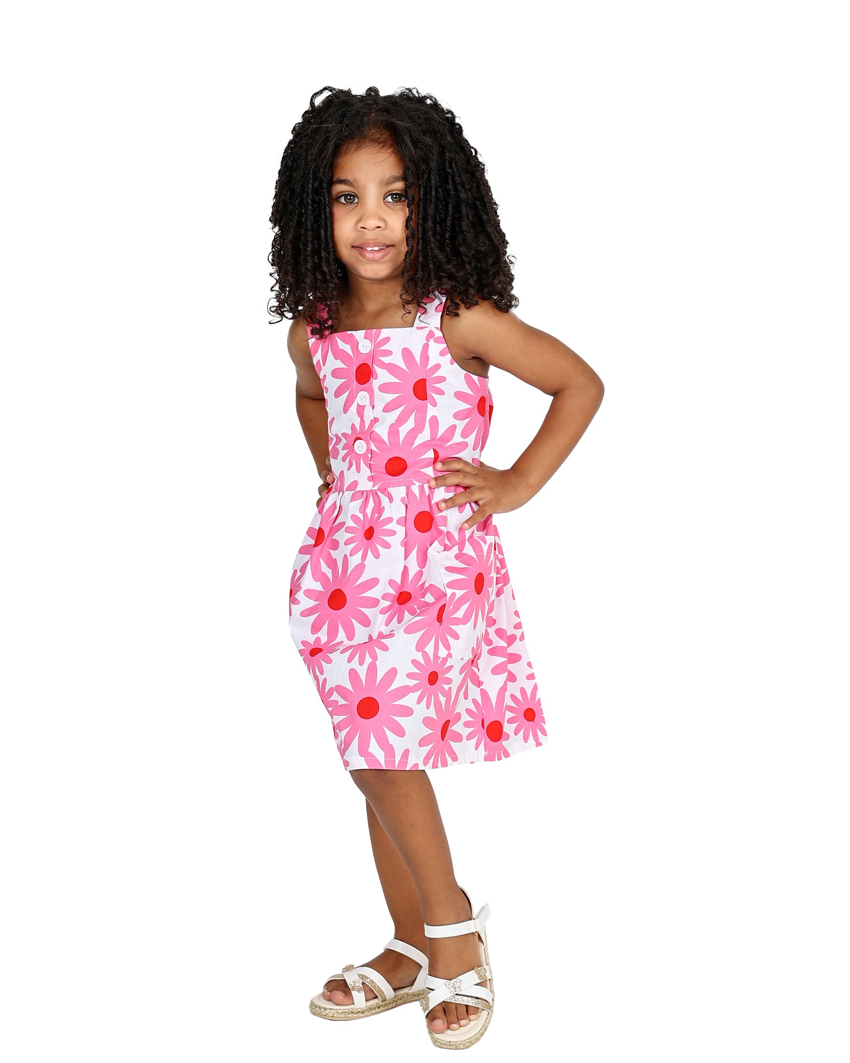Sleeveless Daisy Print Dress