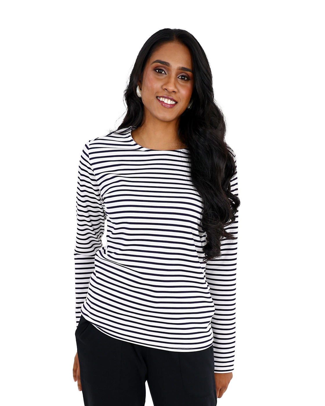 Jacquard Long Sleeve Striped T-Shirt