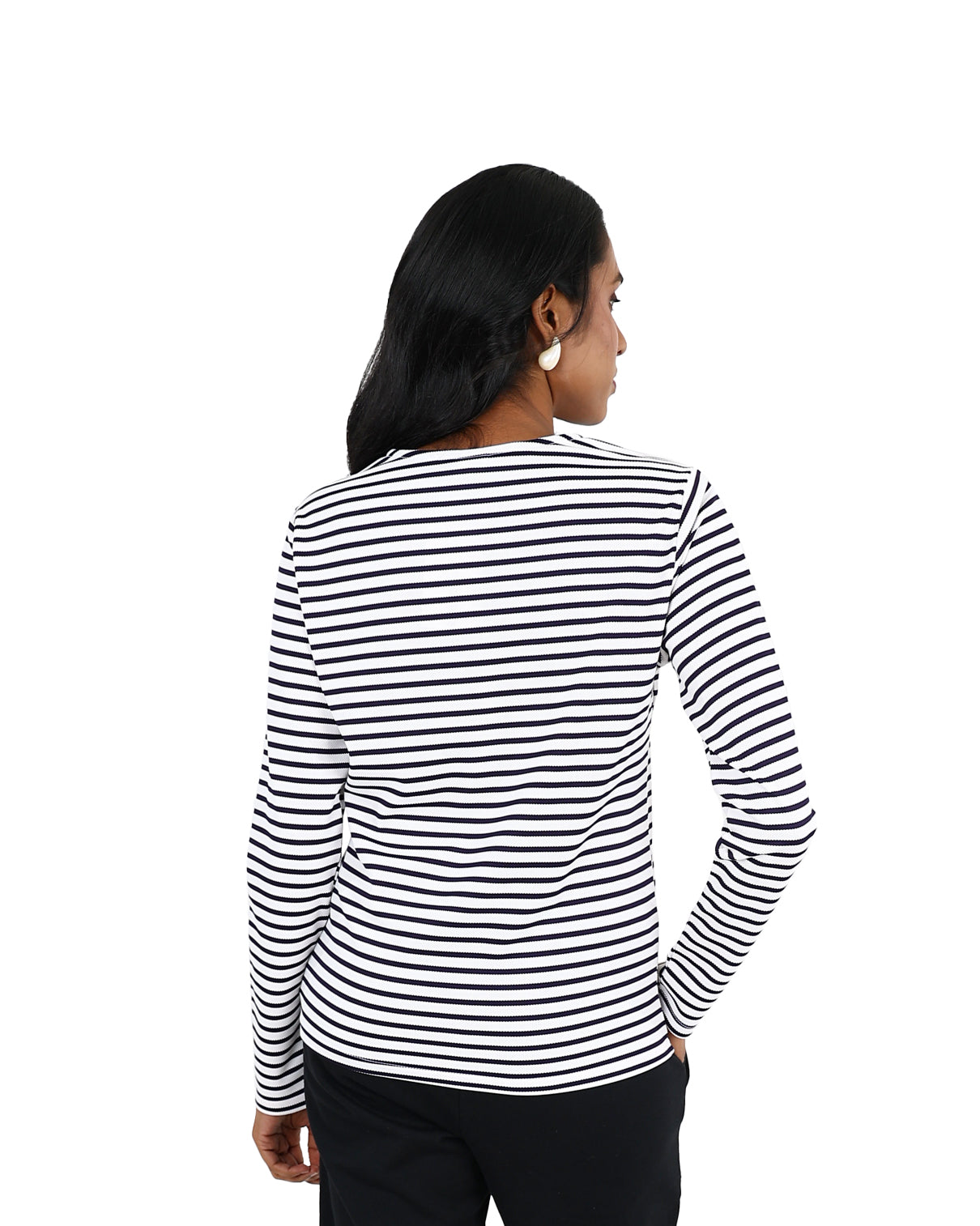 Jacquard Long Sleeve Striped T-Shirt