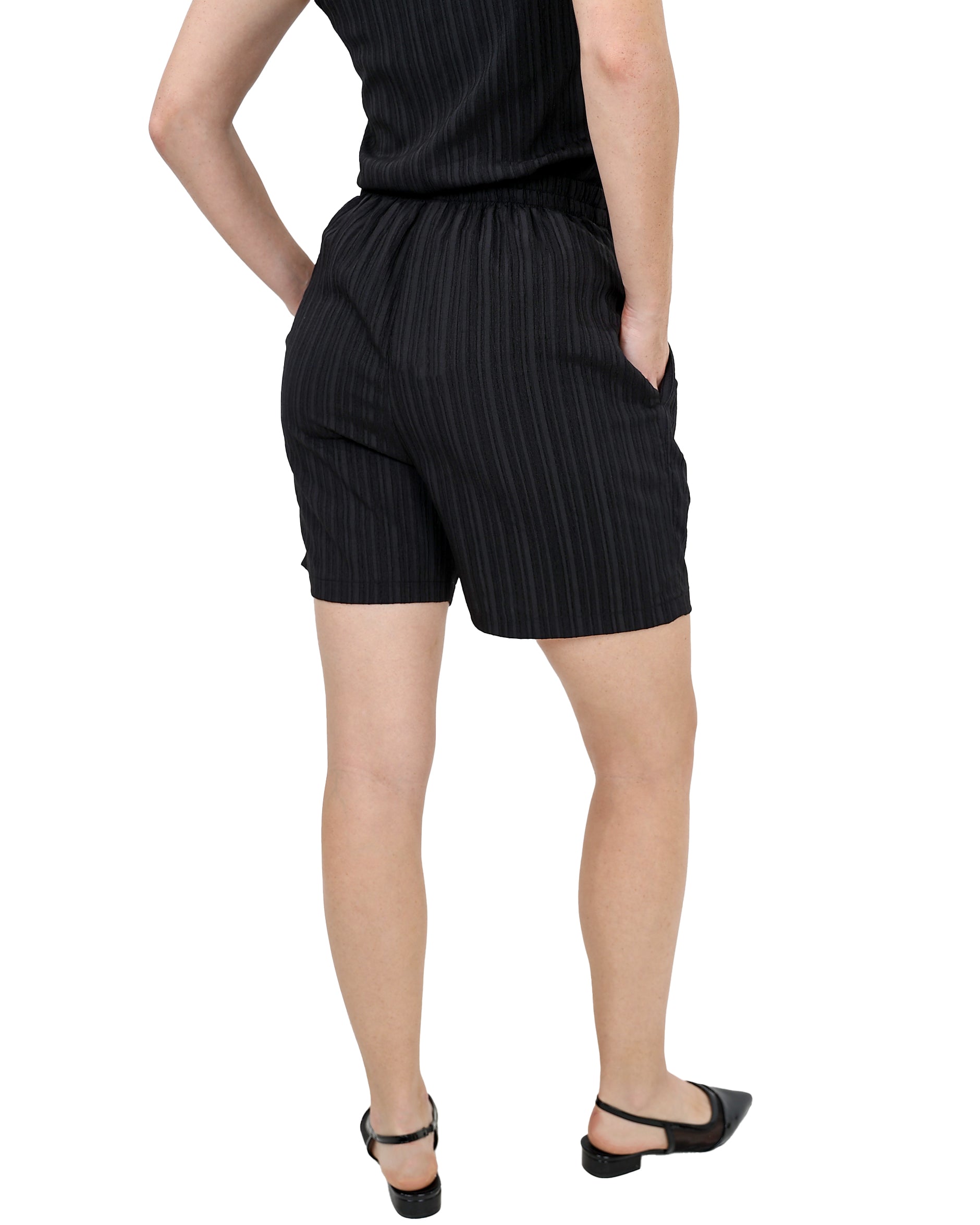Black Elasticated Shorts